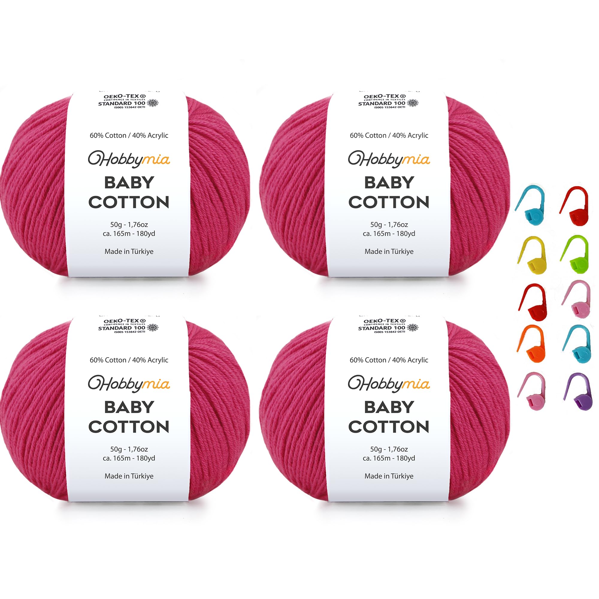 Baby Cotton Blend Yarn – Soft Sport Weight Yarn for Crochet & Amigurumi - 50g/180yds - 60% Cotton 40% Acrylic - Ideal for Baby & Knitting Proj.(Neon Green, 1 Ball) — view 19