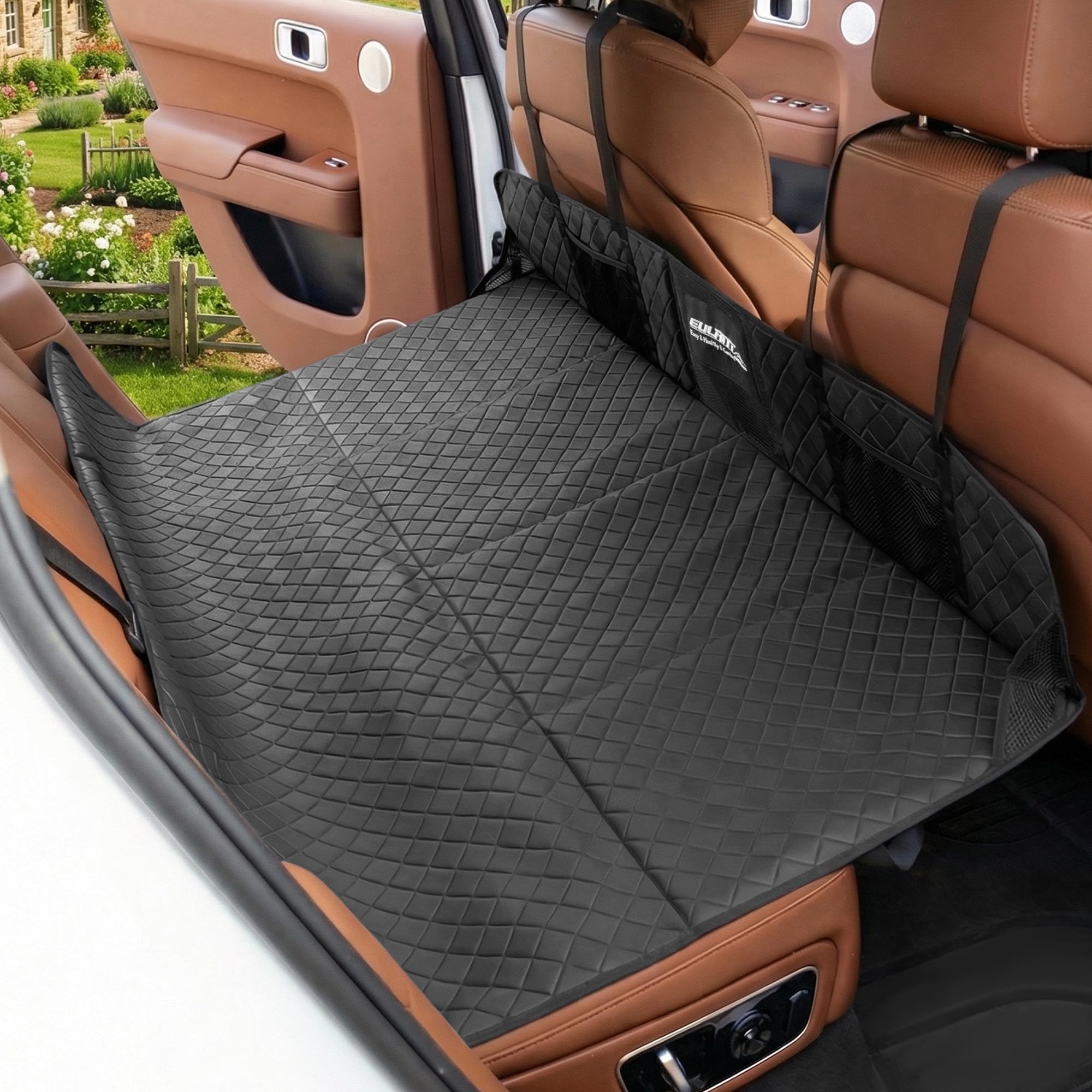 EULANT Back Seat Extender for Kids/Sleeping,PU Leather Dog Car Seat Cover with Hard Bottom,Dog Hammock for Car Back Seats,Waterproof & Durable & Scratchproof, Universal Size Fits for Cars/Trucks/SUV — image 1
