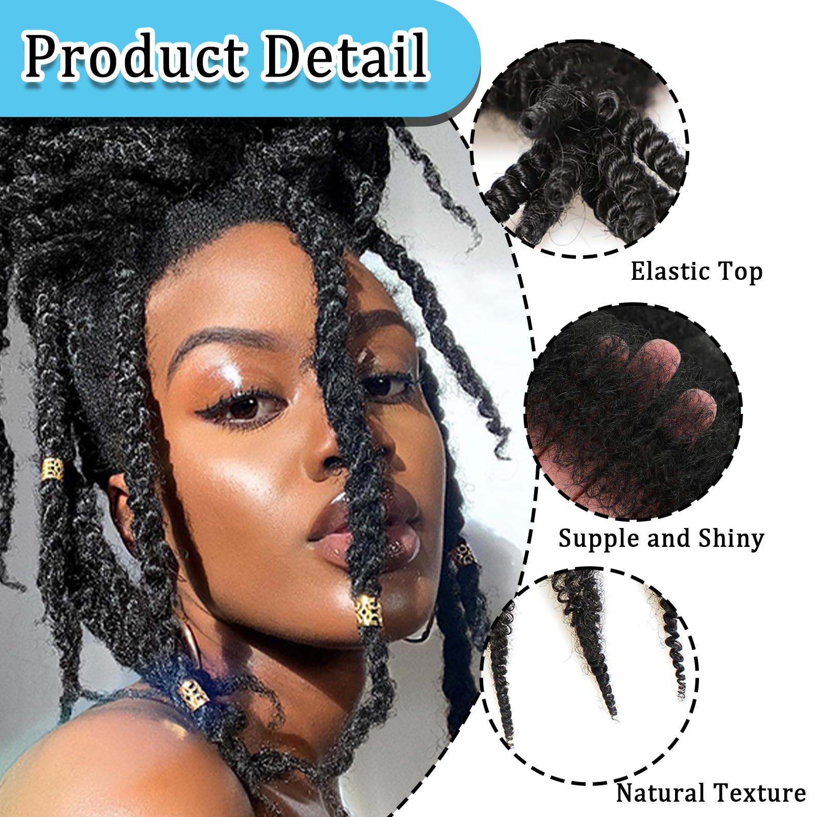 3 PCS Afro Kinky-Curly Human Hair Bulk, Pre-Separated Kinky-Curly Hair Extensions for Twist & Braiding - Image 3