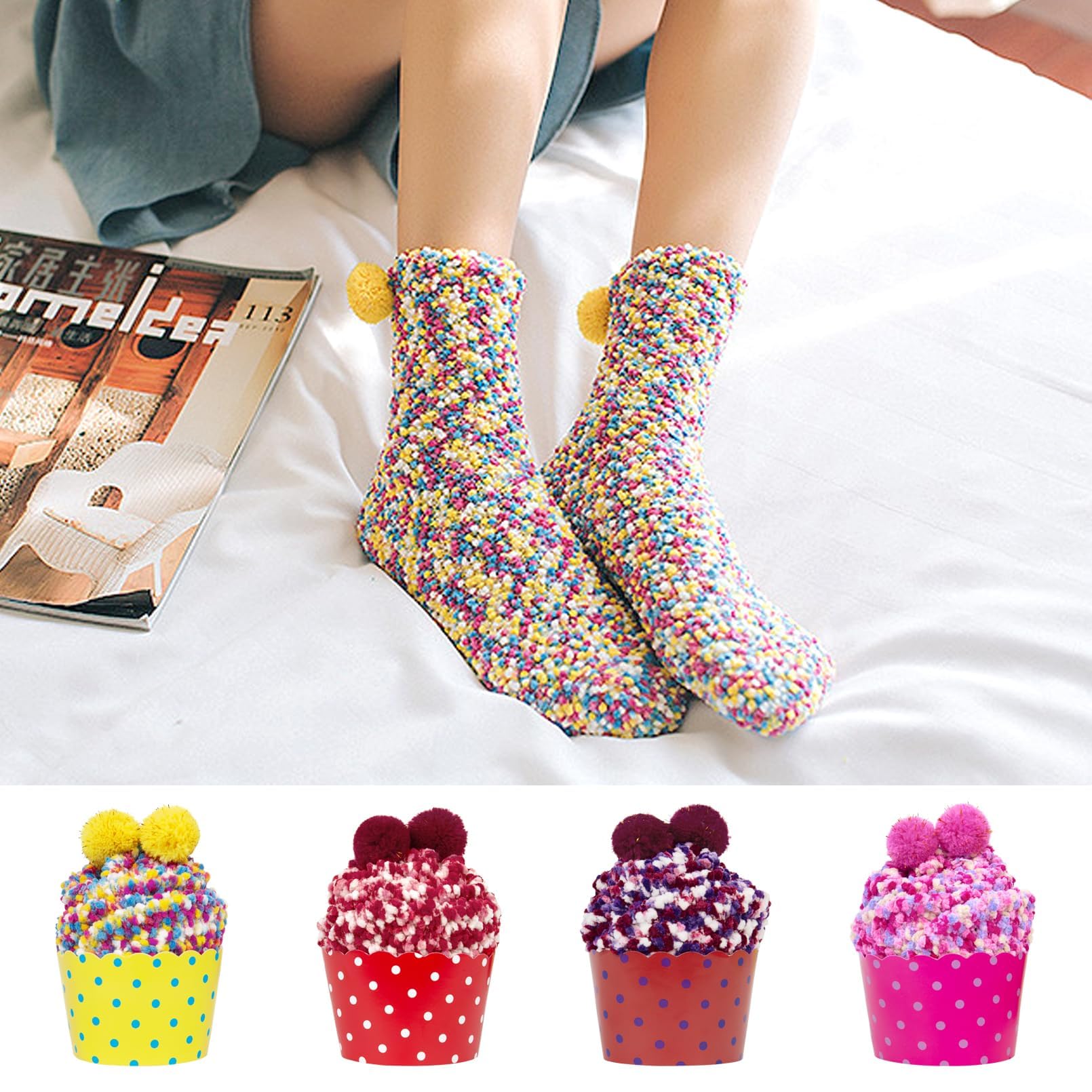 YSense Snug Donna Regalo Inverno Calze Calzini Natalizi Ragazza Cupcake Calzini Termici Divertenti Accessori