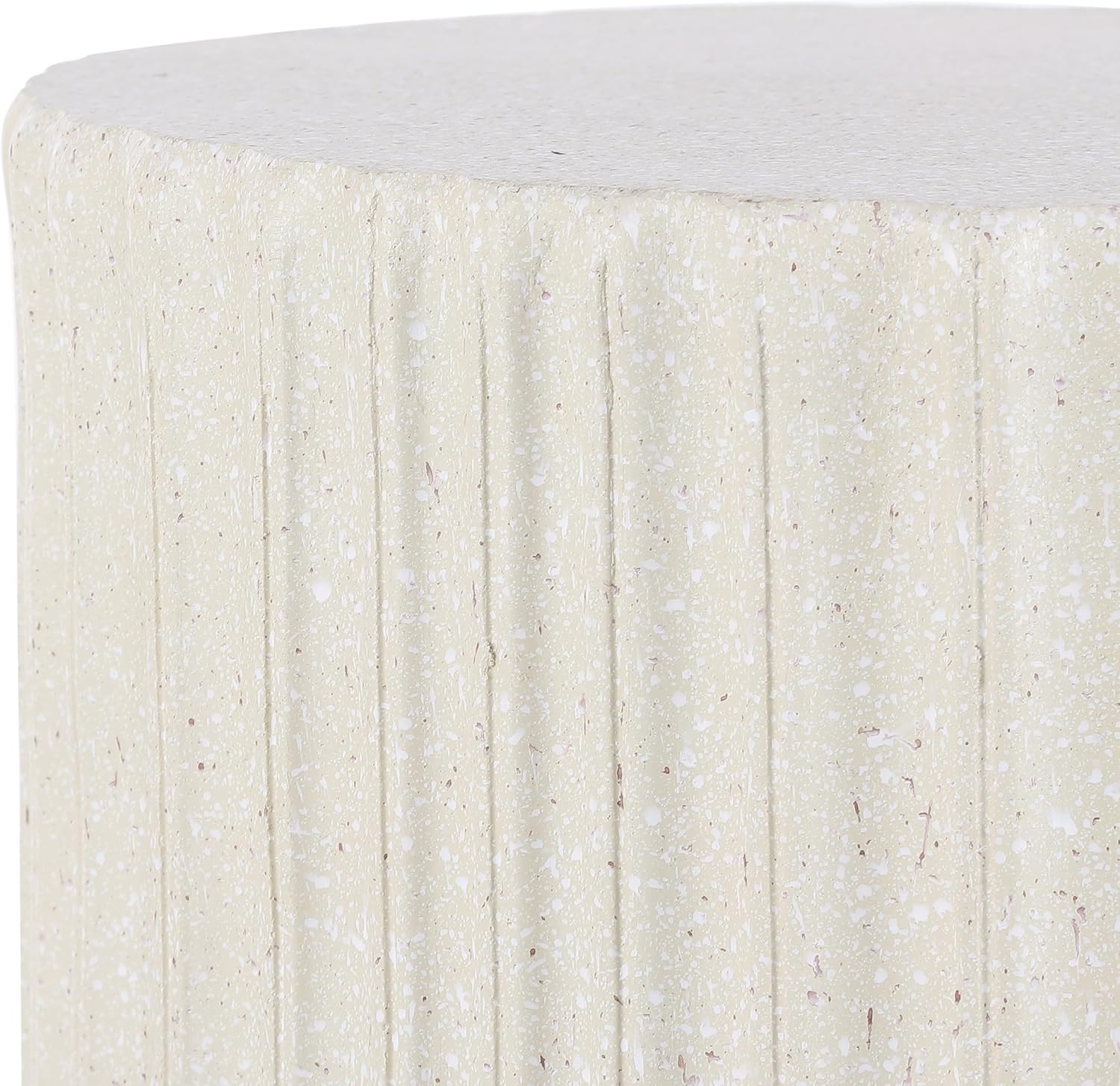 JONATHAN Y TBL1102B Louisa 19" Modern Art Deco Tambour Indoor/Outdoor Accent Table Art Deco, Minimalist, Contemporary, Bohemian, Mid-Century, Patio, Garden, Bathroom,Living Room, Cream Terrazzo Finish