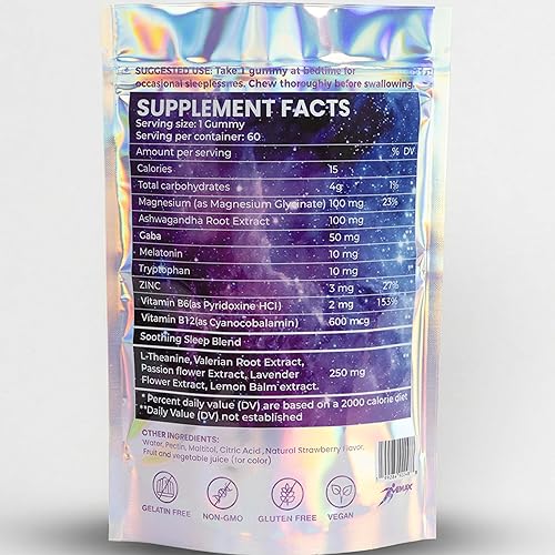 Miniatura 7 de Vemax Sleep Gummies - Gomitas de melatonina para adultos, 10 mg, L-teanina, magnesio, lavanda, bálsamo de limón y ashwagandha, apoyo para el