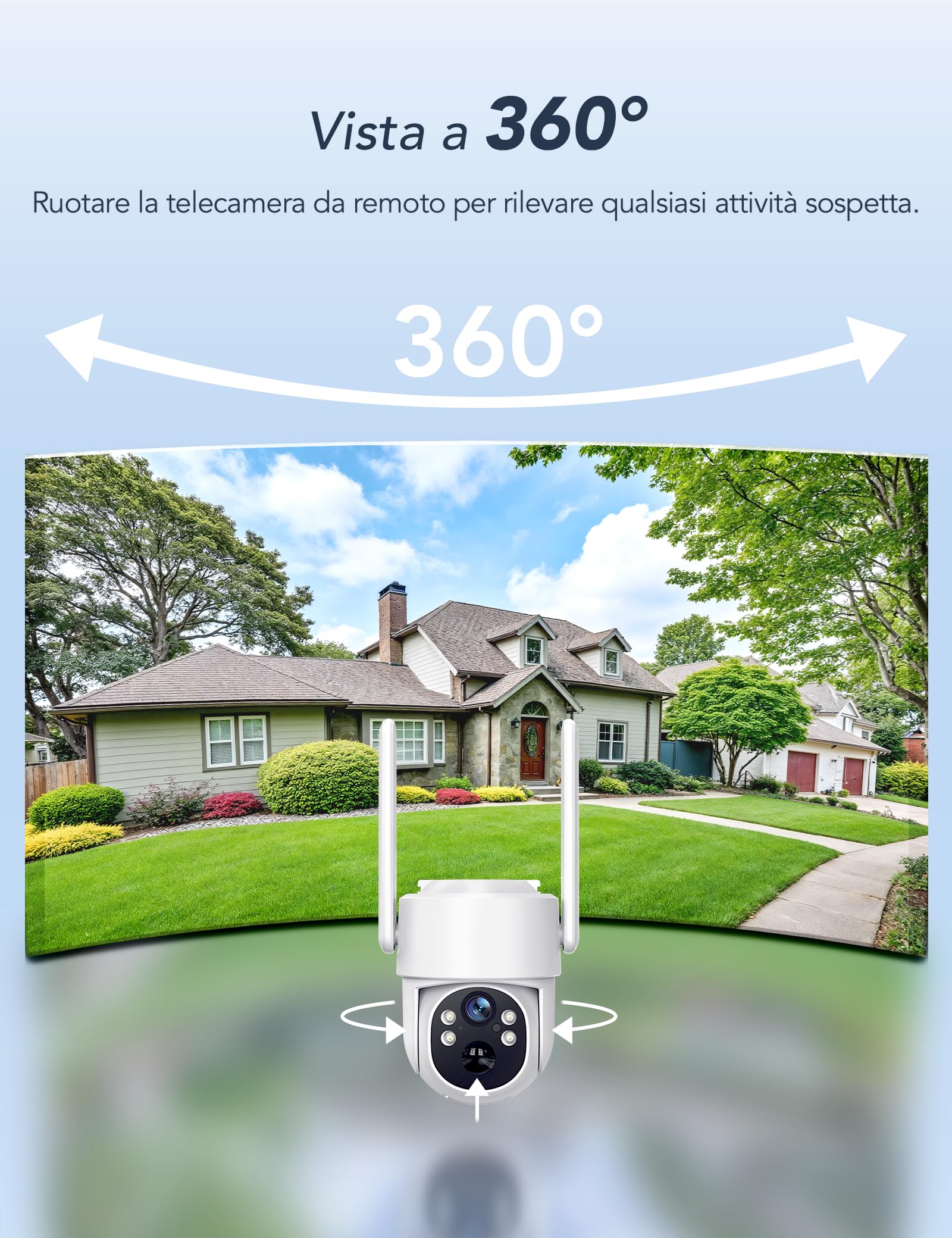 GNCC 4G LTE Telecamera Sorveglianza Esterno Solare con SIM, 2K 4MP, IP65