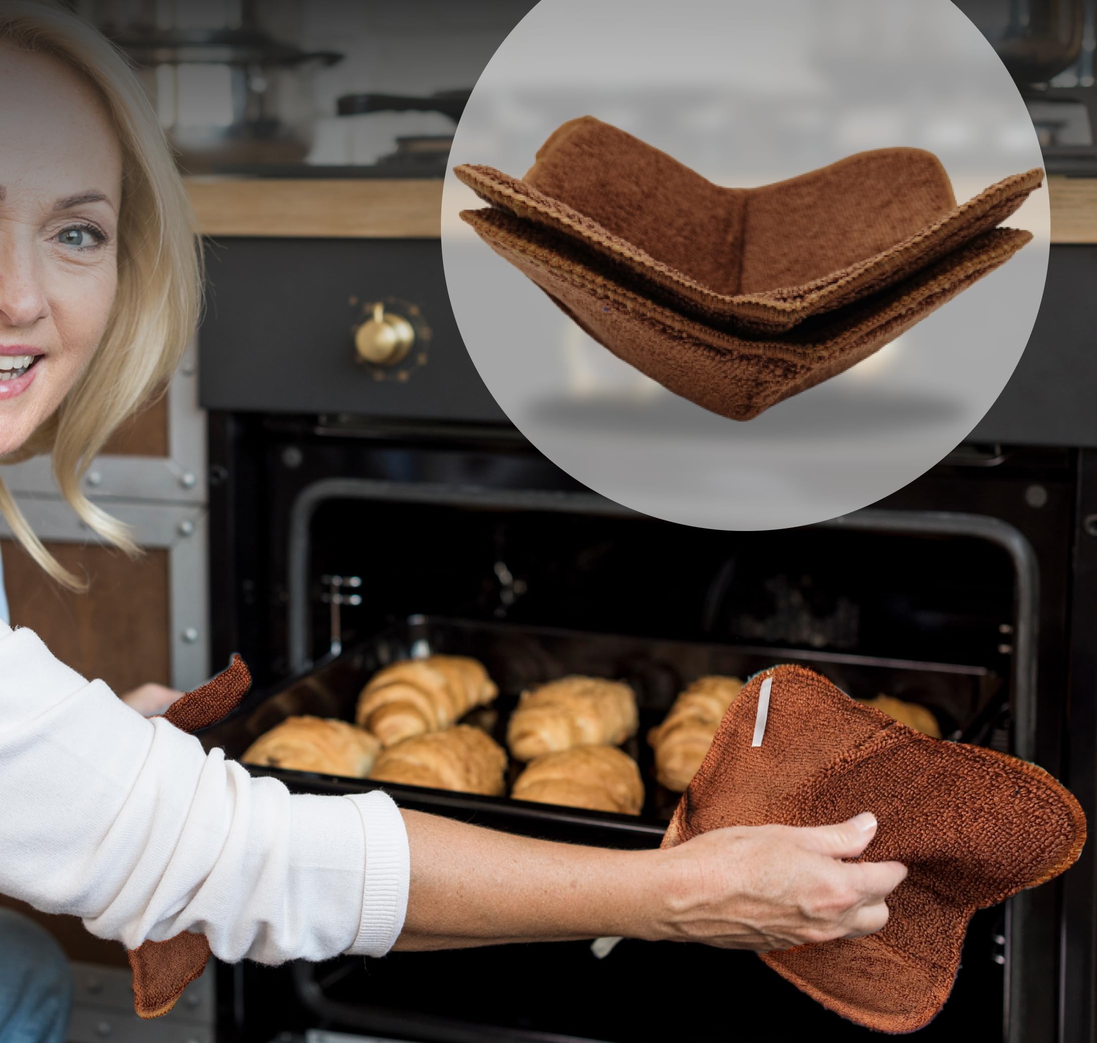 Aazon.co: Set Of 2 Black Red Icrowave Bowl Cloth Hot Pads Pot - Icrowave Safe Holder - View #6