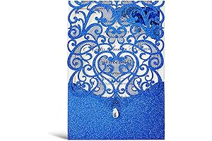 Hosmsua 50 Invitations with Royal Blue Glitter