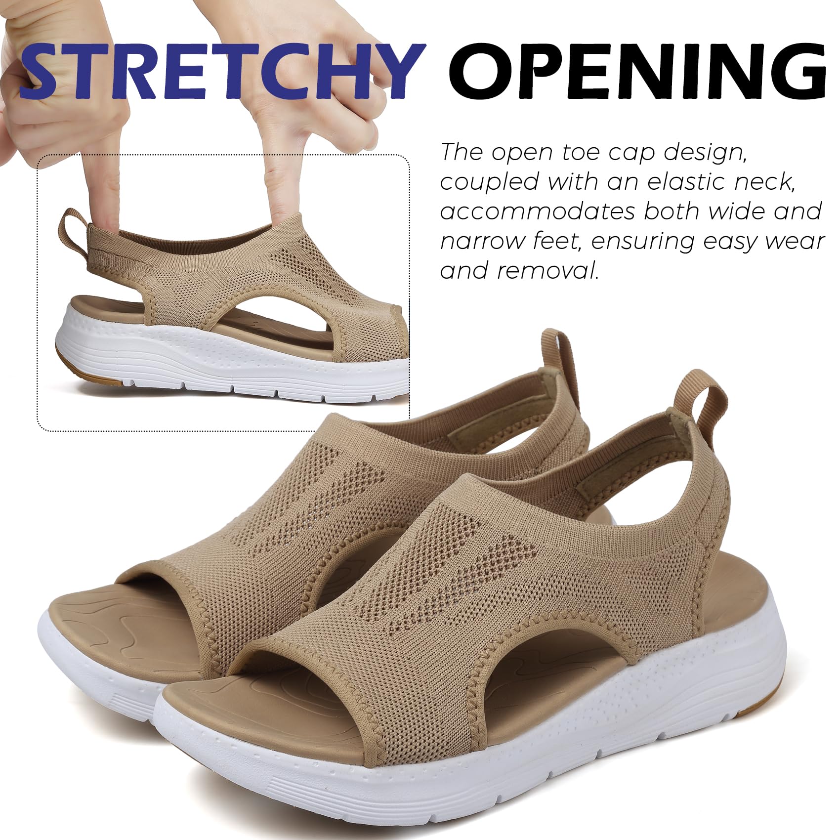 DimaiGlobal Sandali Donna Estive Comodi Ortopedici con Punta Aperta Scarpe Lavabili Sandalo Sportivo Scarpe con Zeppa
