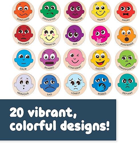 Miniatura 3 de SPARK & WOW Imanes de madera  Emociones  Juego de 20  Imanes para niños a partir de 2 años  Bonitos imanes de emoción para refrigeradores, pizarras
