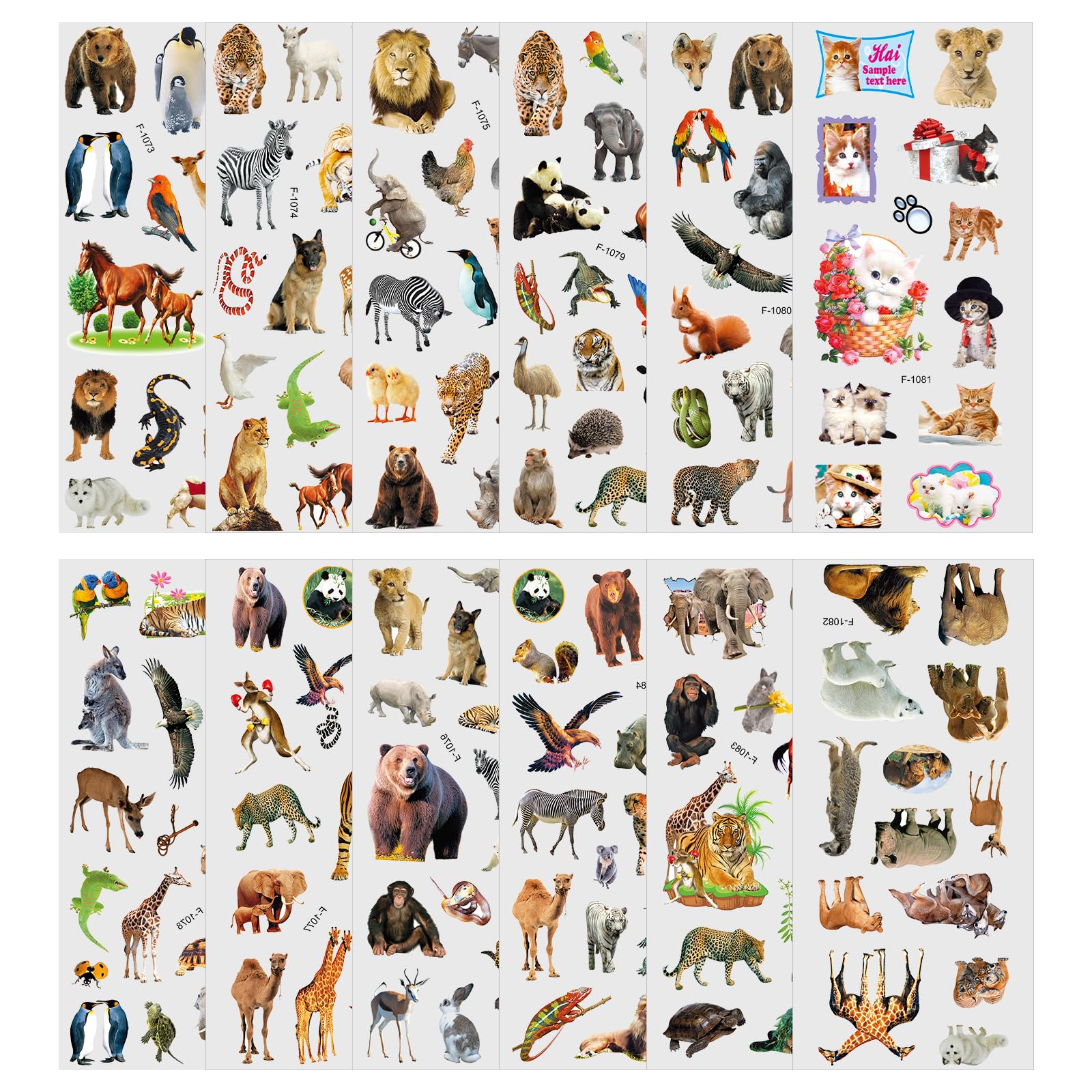 Vicloon 3D Stickers for Kids 3+ Years, Toddlers' Puffy Animal Stickers, 12PCS