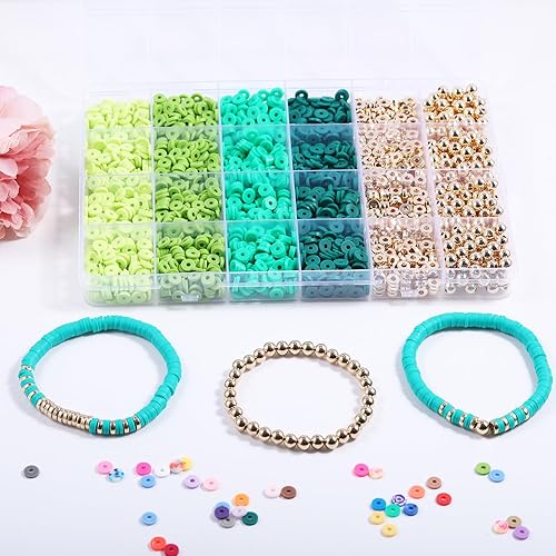 Miniatura 2 de Ahouws 3020 cuentas de arcilla para hacer pulseras, cuentas de arcilla de 4 colores para suministros de joyería, kit de pulsera de la amistad con