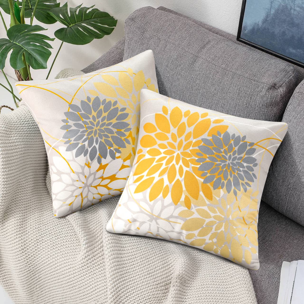 TAFACE 2 federe per cuscini per piante, federe corte in peluche ad acquerello, semplici federe decorative per il soggiorno, adatte per divani e vetrate (45 x 45 cm