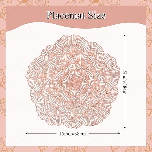 Miniatura 9 de Juego de 12 manteles individuales plateados elegantes de acacia dulce, manteles redondos de vinilo, manteles individuales de vinilo para mesa de