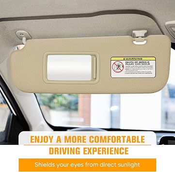 Beige Left & Right Sun Visor for 2011-2015 Hyundai Elantra(NOT fit for GT Models) Without Light, Driver & Passenger Side Sunvisor Replacement for 852103X000TX 852203X000TX
