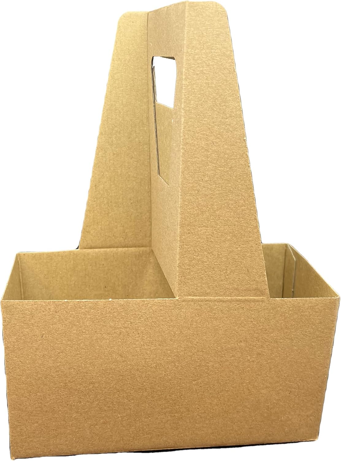 Kraft Paperboard Drink Carrier with Handle, Hold 2 12-32 oz. Cups Drinks Boba Coffee, Case pack 250/Case