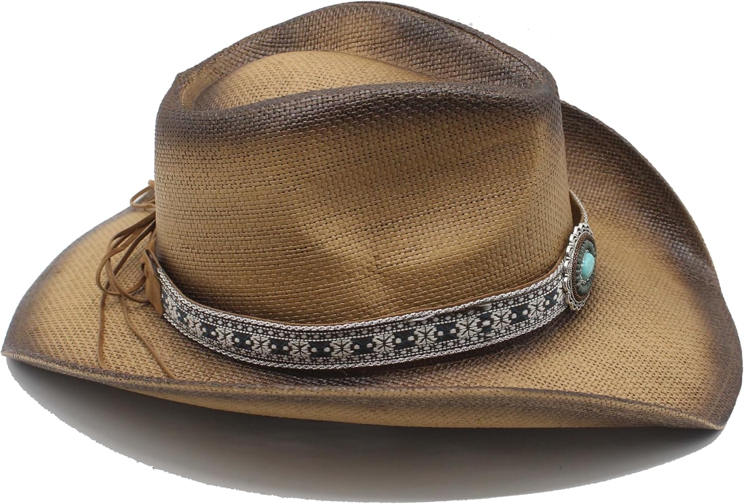Western Straw Cowboy Hat for Women Men Wide Brim Summer Sun Hat Classic Cowgirl Hat with Belt Buckle for Travel - Image 4