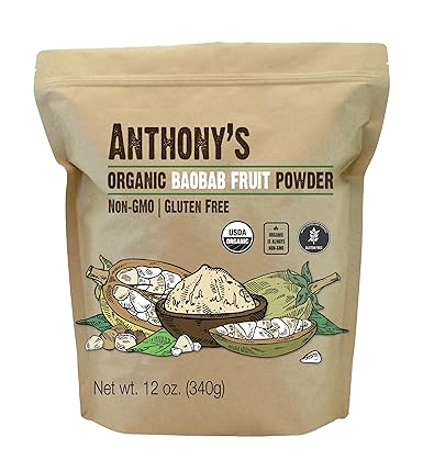 Anthony's Organic Baobab Fruit Powder, 12 oz, Gluten Free, Non