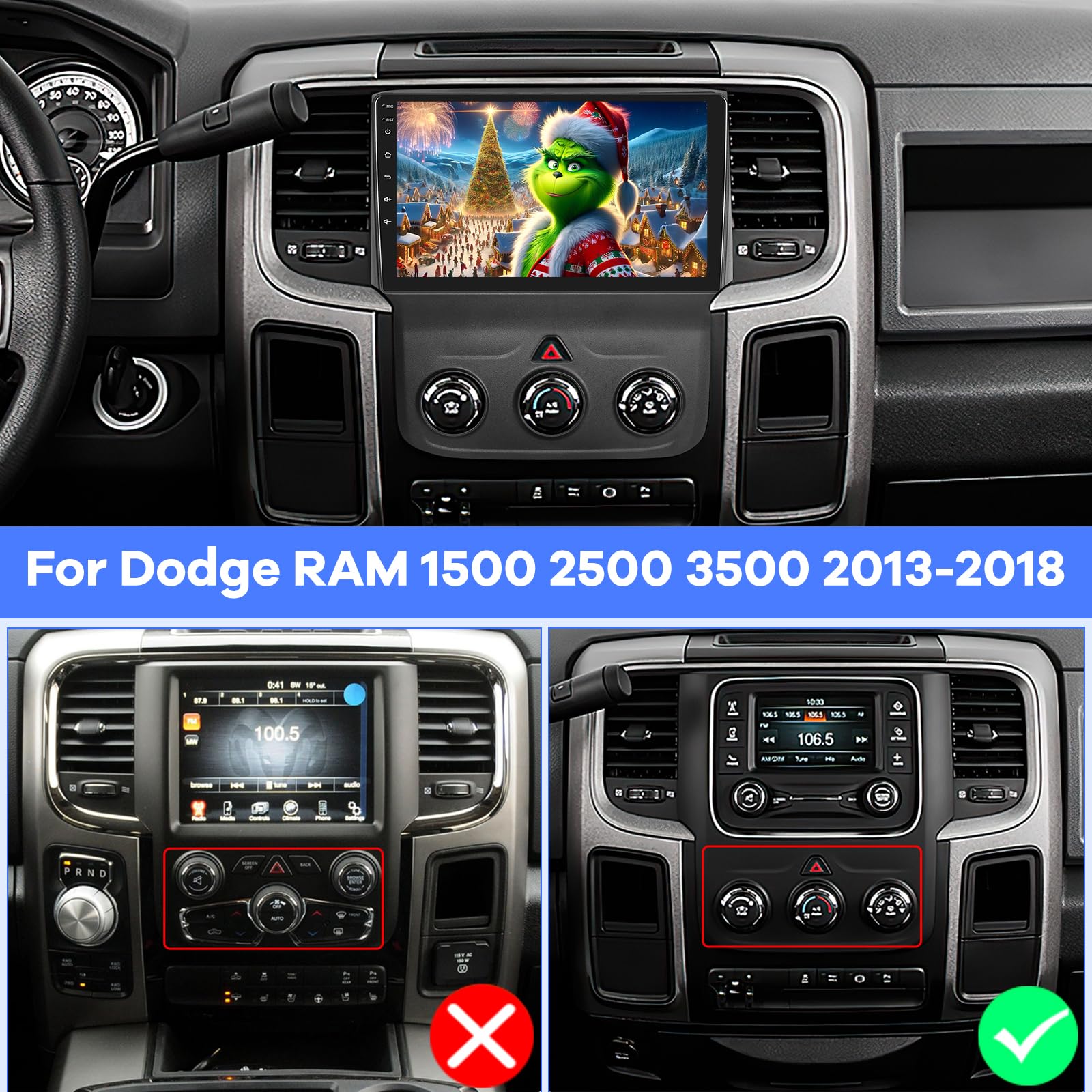 Car Stereo Radio For 2013-2018 Dodge Ram 1500 2500 3500 Android 13 Carplay Navi