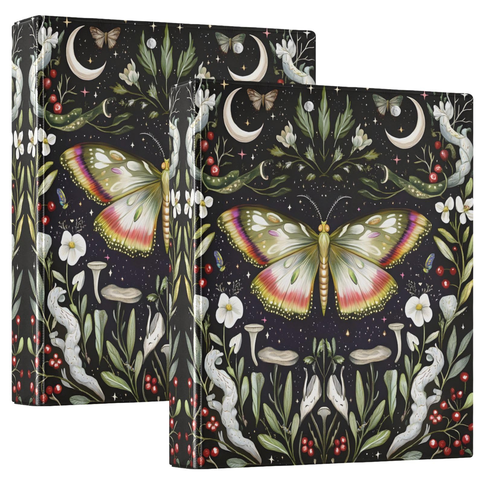 Lot de 2 classeurs papillon à 3 anneaux en D A4 avec 200 feuilles pour enfants, fournitures scolaires, femmes, hommes et bureau