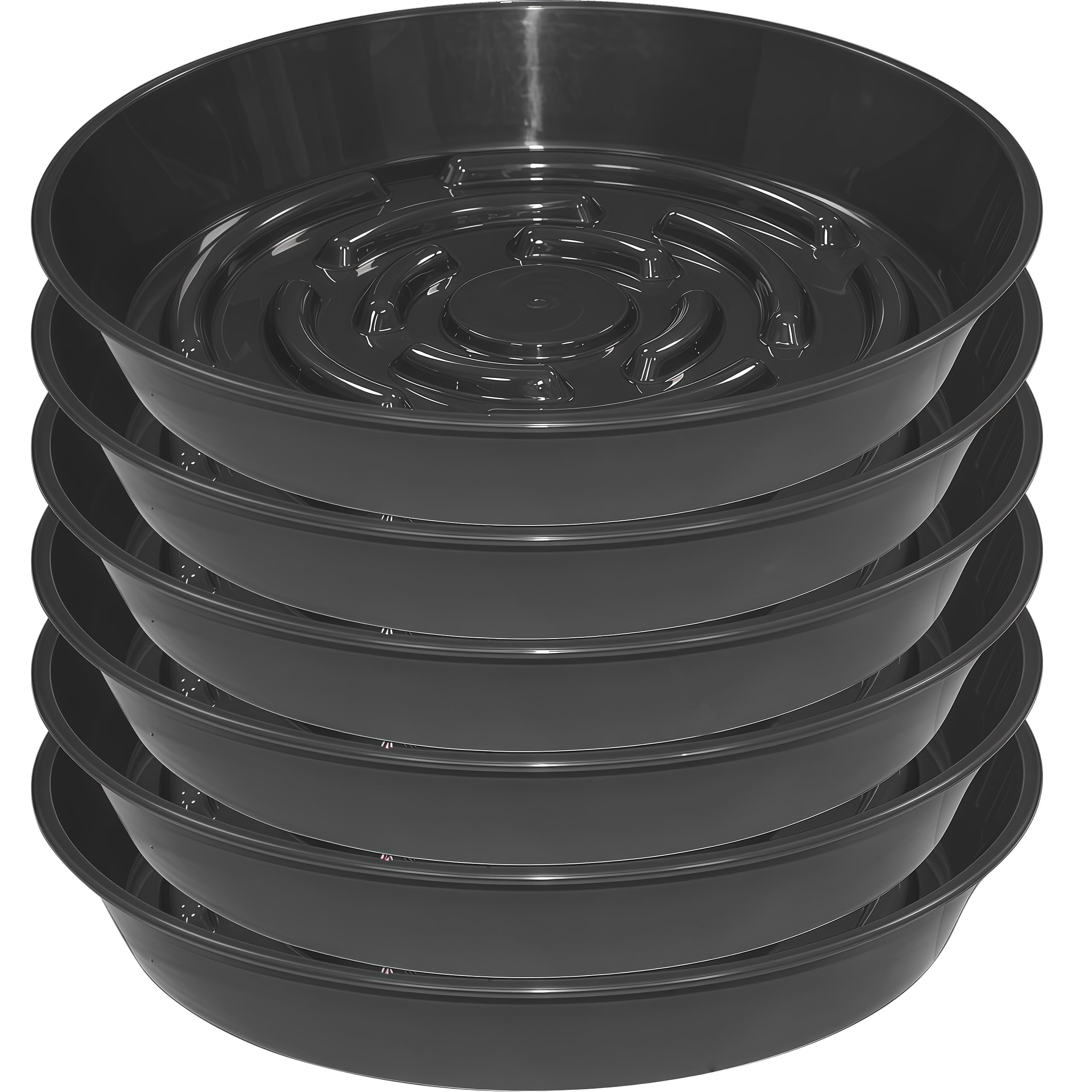 MSKIAUO 6 Packs Plant Saucer Pot Tray, 6 inch Black Flower Planter Saucers and Drip Trays
