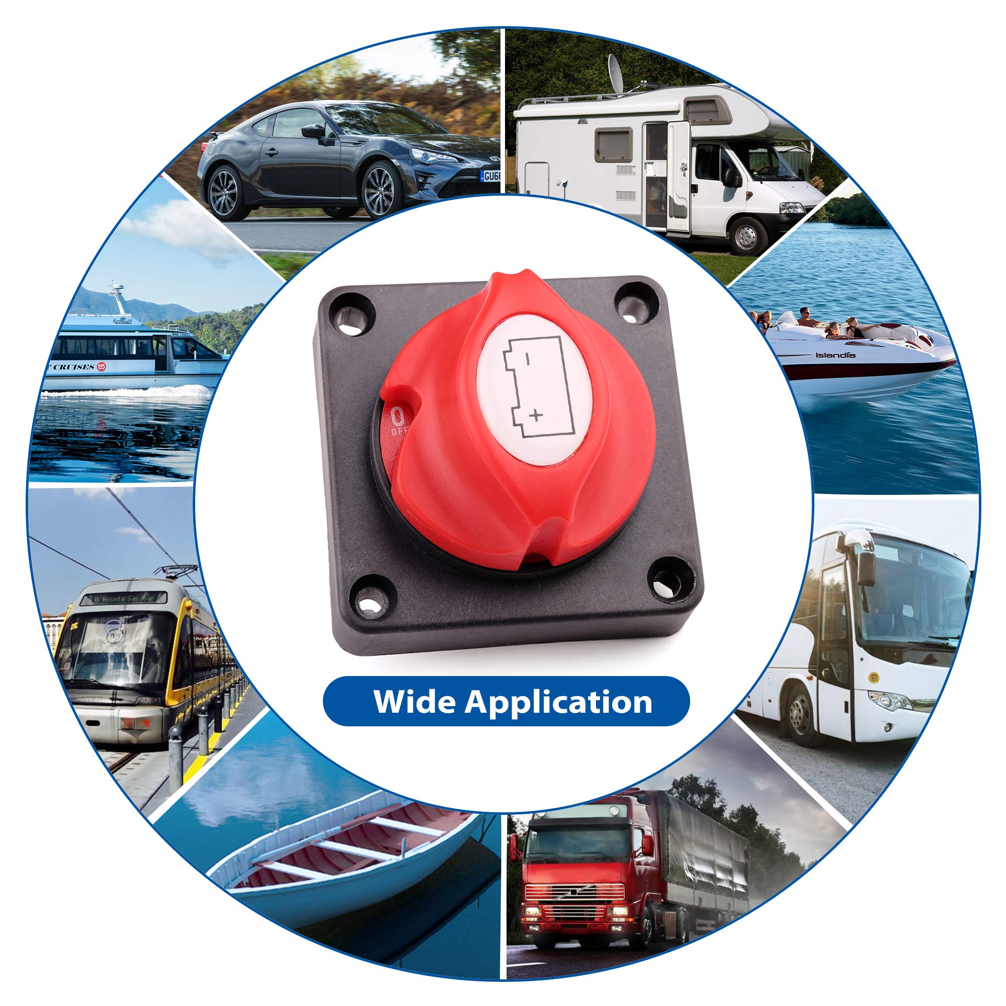 Red Gray Battery Isolator Switch 275/1250 Amp Battery Disconnect Switch - Marine Boat Yacht Camper RV Cut Off Shut Off RVs & Campers - Foto 3