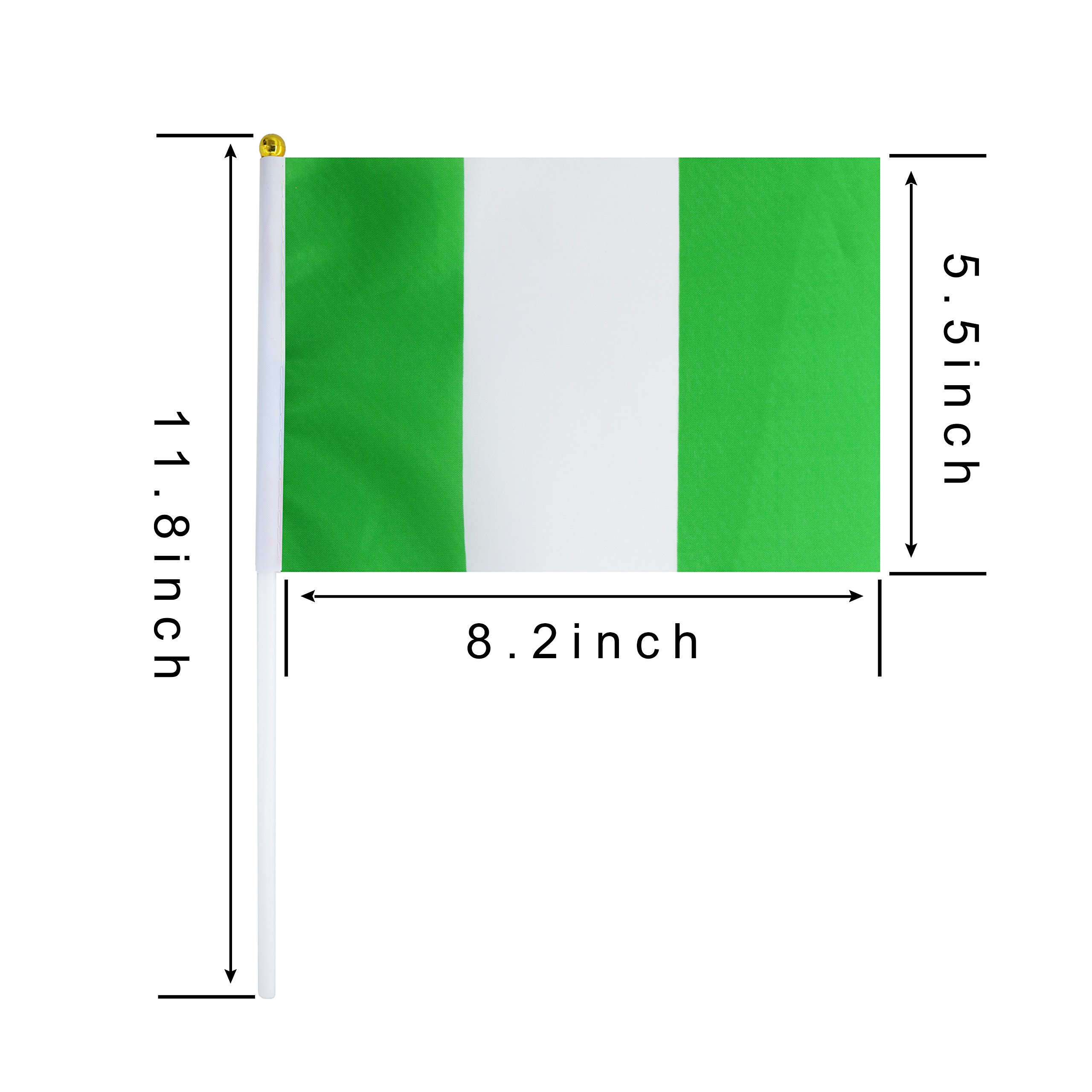 12 Pack Nigeria Mini Handheld Flags - 5x8 Inch Wood Stick Flags For Parties & Decor - View #11
