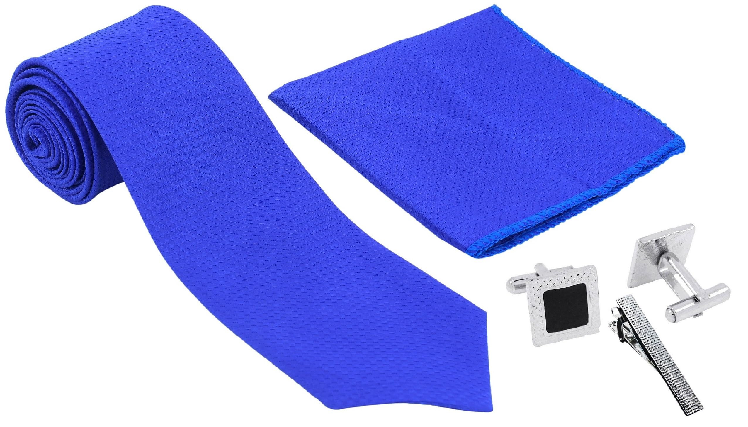 fashmade premium italian silk tie, pocket square with square brass cufflinks & silver honeycomb tie pin combo in leather gift box for men – formal & wedding set tp-9