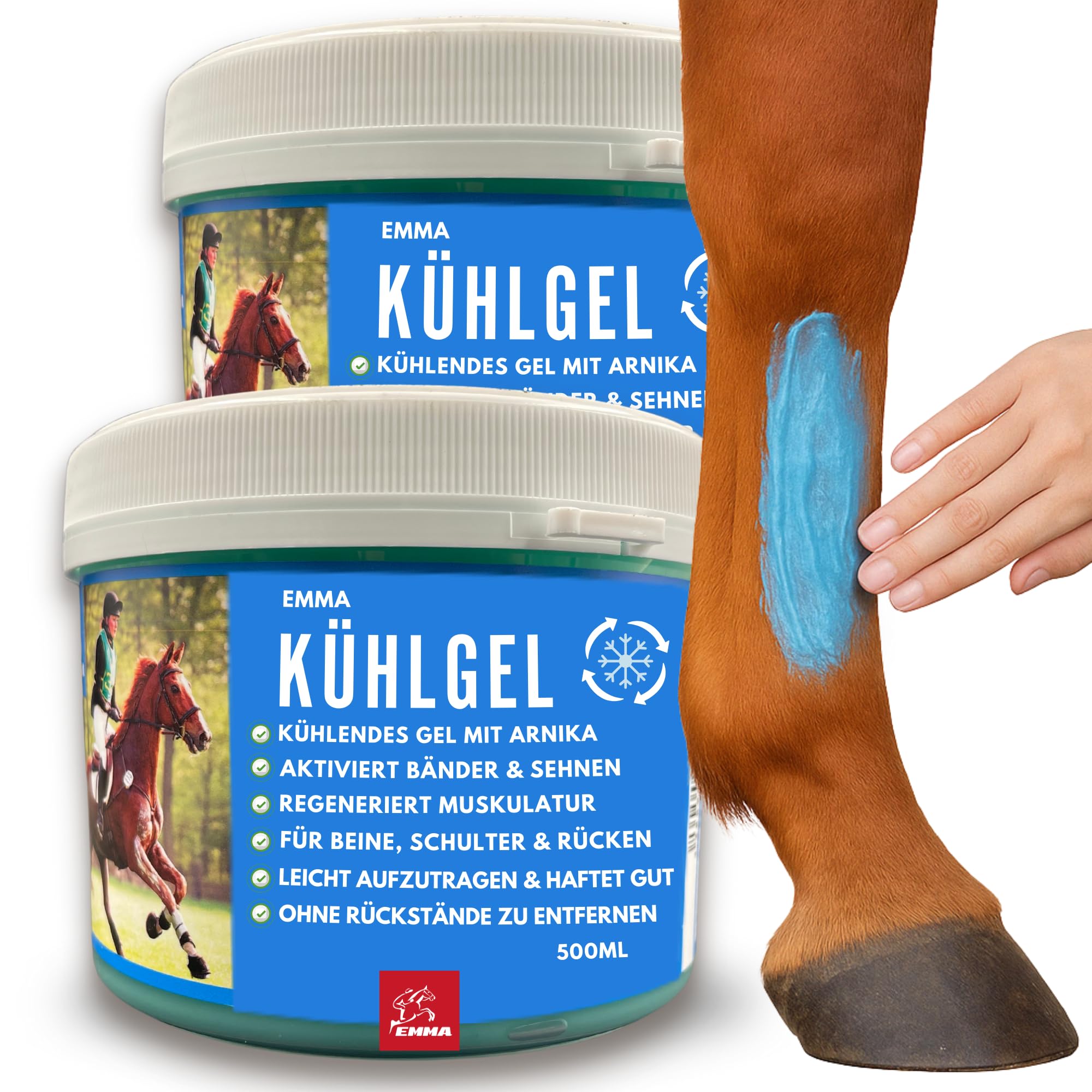 Bálsamo para Caballos 2*500ml Gel Refrescante con Pomada de Árnica Gel extra fuerte I Tendones, Ligamentos y Músculos Pomada para Caballos con Gel Crema de Árnica Masaje para Músculos Caballo, Perro