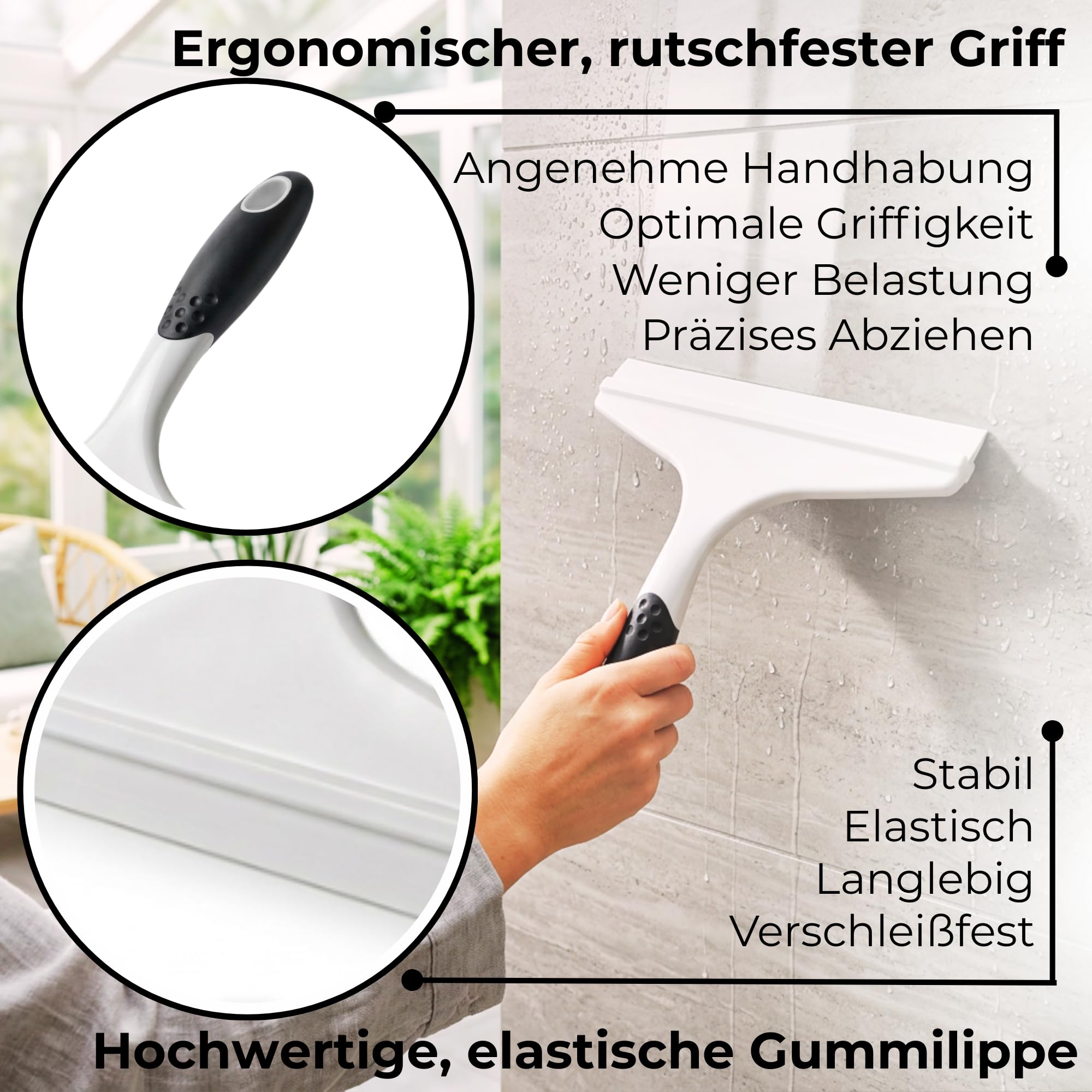 Novaliv 10 x ściągaczka do kabiny prysznicowej 23,5 cm, biała, ergonomiczna rączka, ściągaczka do wody, ściągaczka do szyb łazienka, accressoires