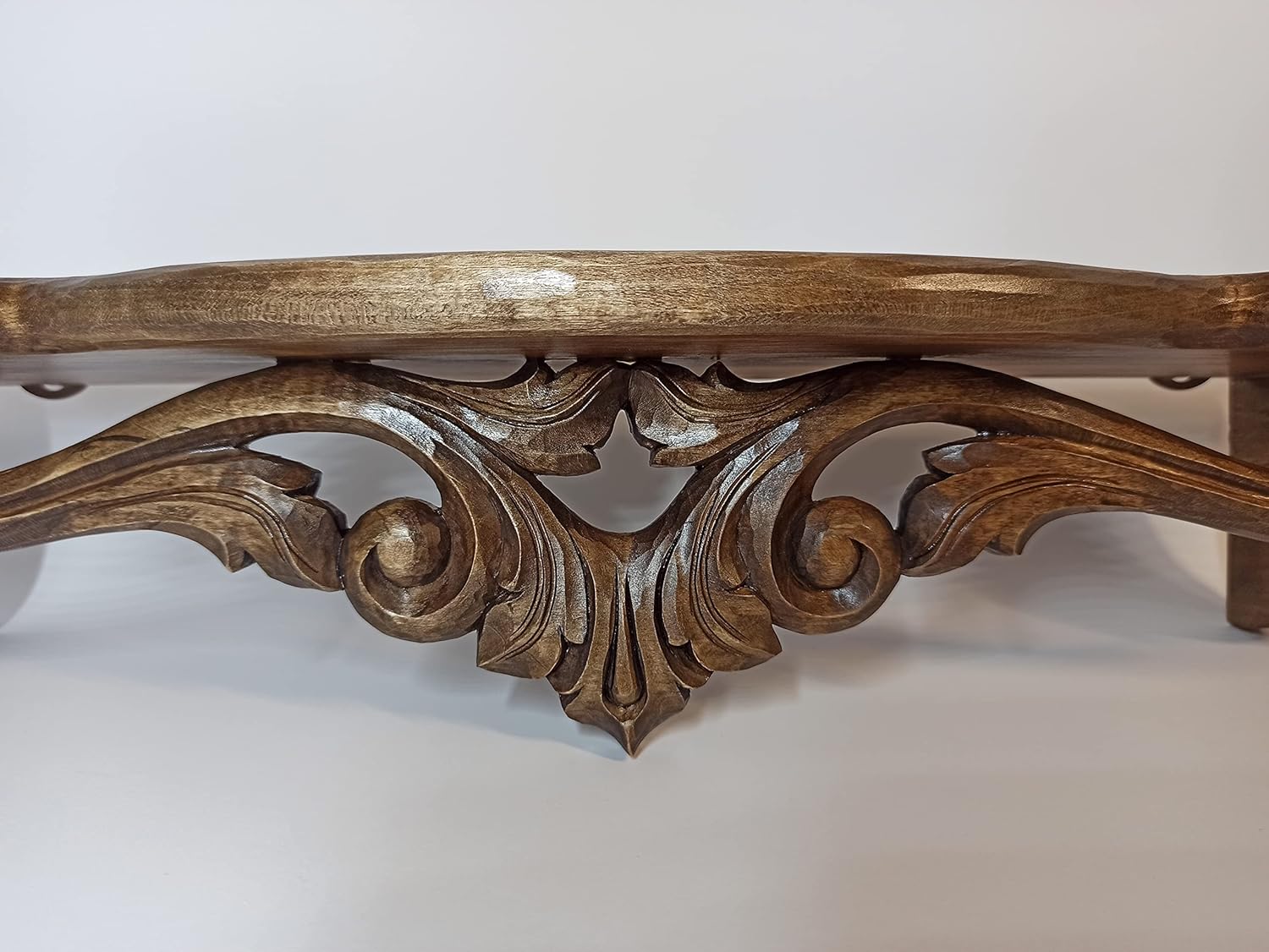 Vintage Carved Wooden Wall Shelf - Plant & Book Display, Floating Decor