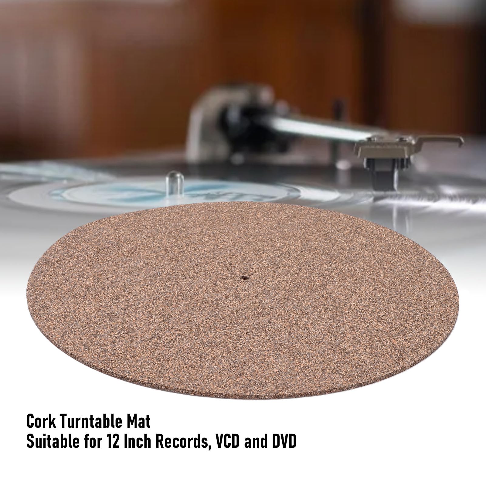 Cryfokt Kit de Limpieza de Discos, Tapete Giratorio de Corcho con Cepillo de Terciopelo, Limpiador de Lápiz óptico y Solución de 10ml, para el Cuidado de Discos VCD y DVD de 12 Pulgadas