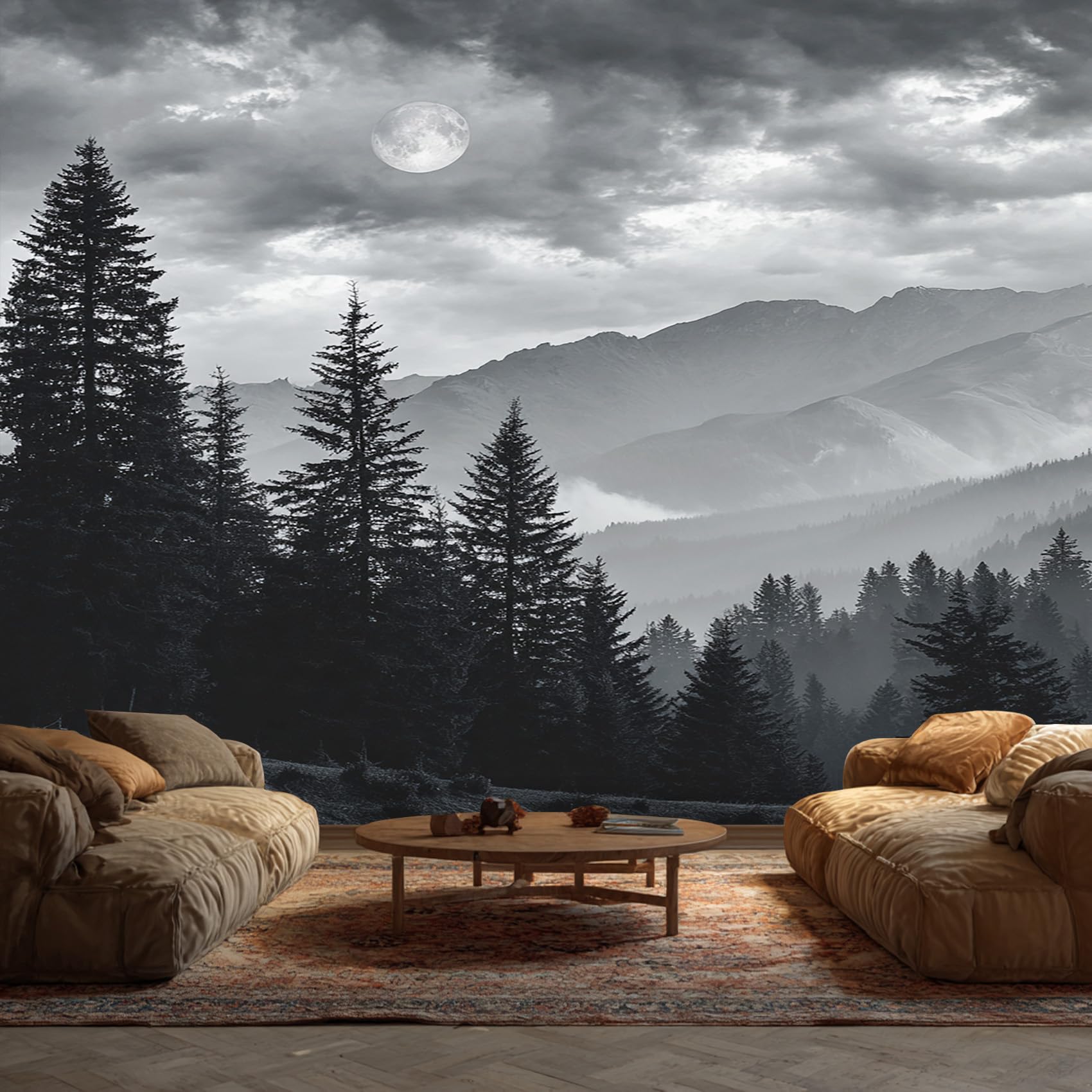 Misty Forest Wallpaper - Foggy Mountain Wall Mural - Wall Murals for Living Room Bedroom - Photo Wallpaper & Home Decor Art - 305 x 244 cm A-7104