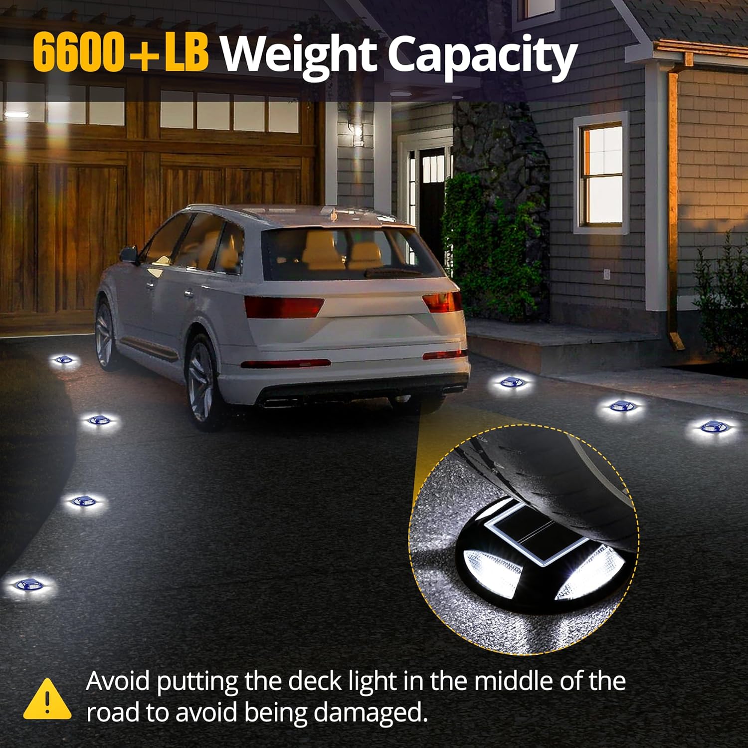 INCLAKE Solar Dock Lights Outdoor Waterproof IP68, 12 Pack Solar Driveway Lights with 2 Color Modes for Step, Sidewalk, Pathway, Patio, Garden (Blue/White)