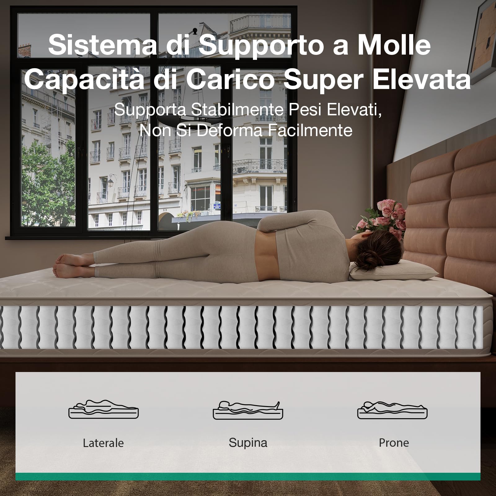 Novilla Materasso 140x200, Materasso Matrimoniale a Molle e Schiuma Altezza 20cm, Materasso a Molle Insacchettate Sostegno Perfetto, Confortevole e Traspirante, Mediamente Solido