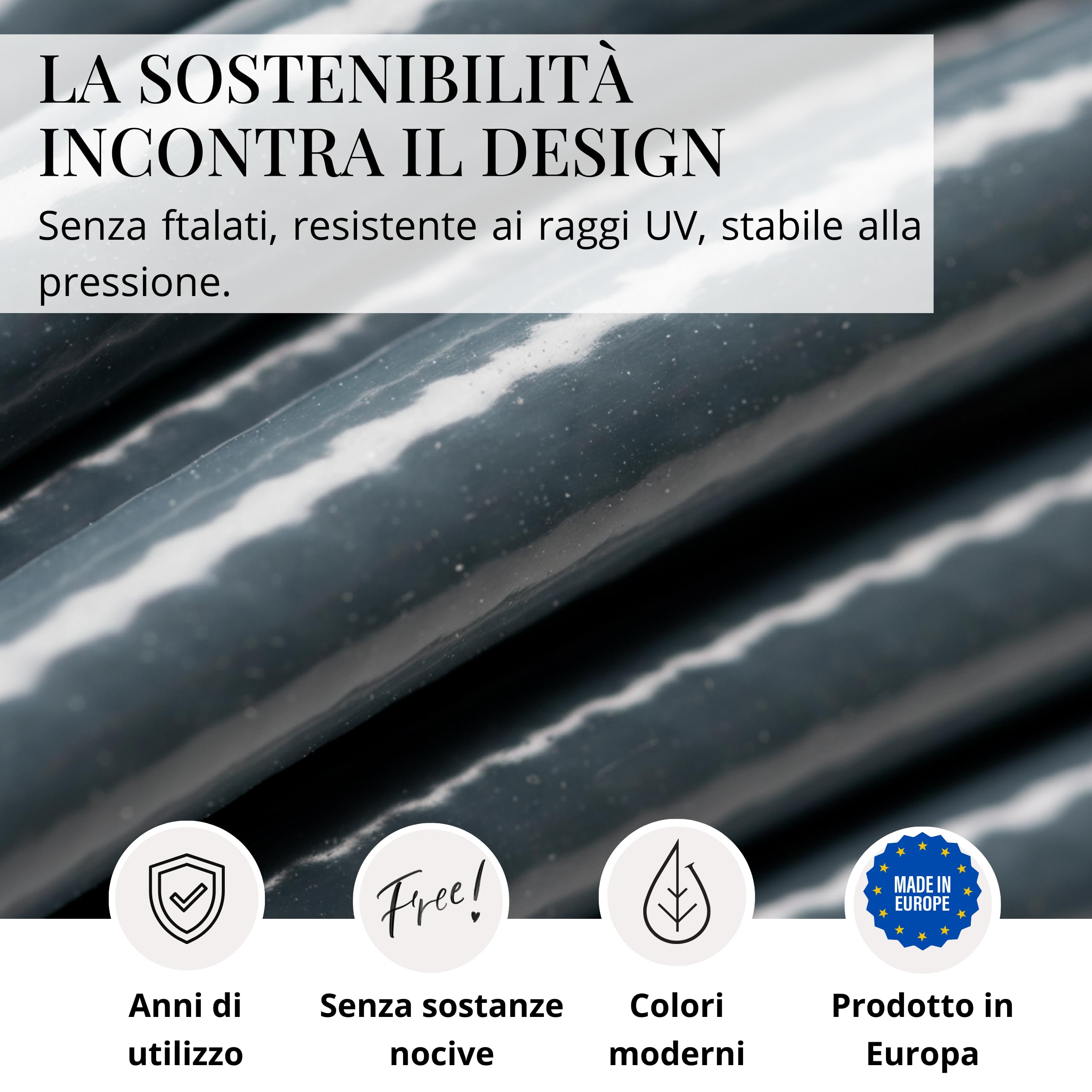 LIVLIG Tubo da Giardino 50m Design – Tubo Irrigazione Flessibile, 60% Riciclato, Resistente UV, Anti-Torsione, 1/2 Pollice, Antracite