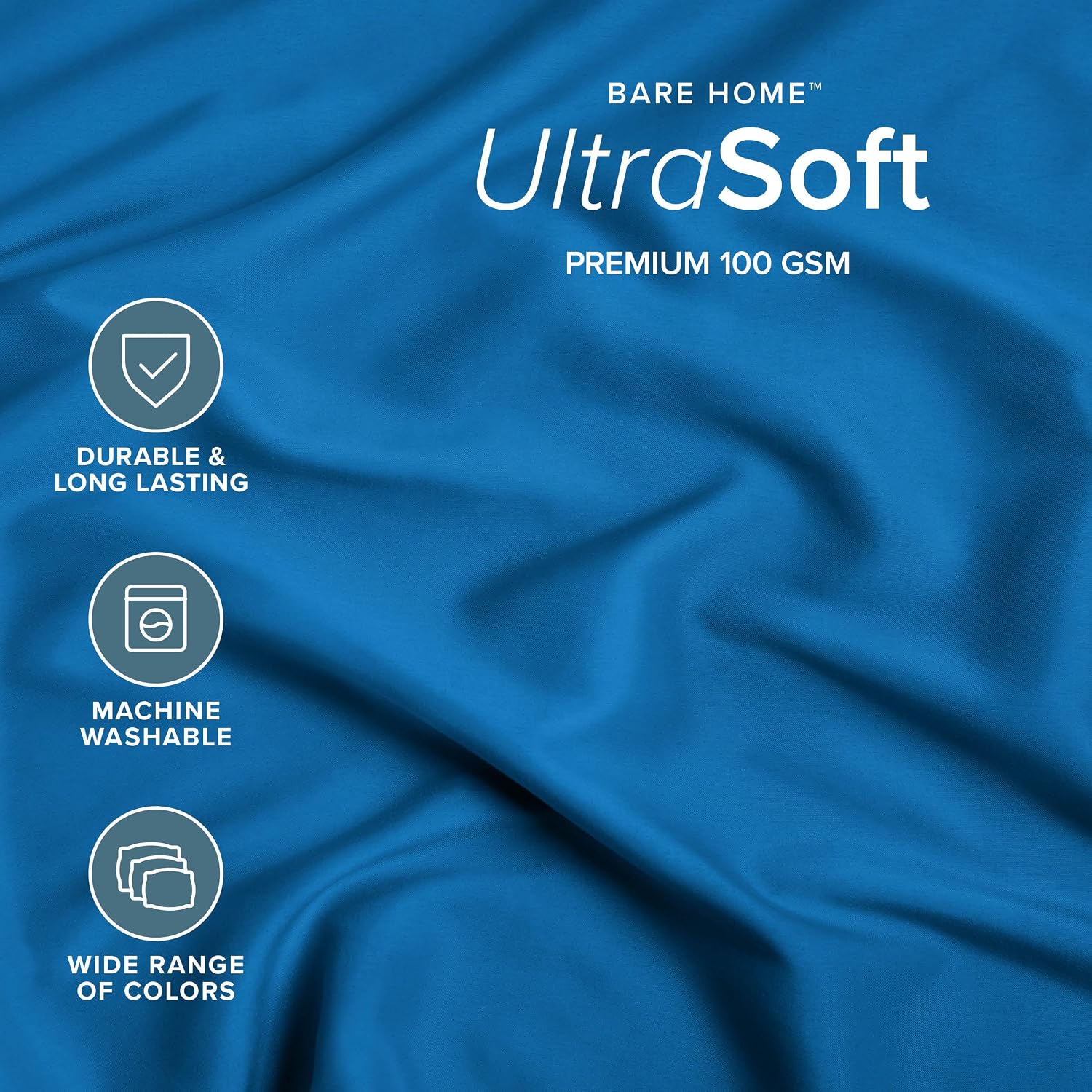 Bare Home Fitted Bottom Sheet Twin XL Size - Premium 1800 Ultra-Soft - Hotel Luxury - Deep Pocket - Durable and Long Lasting (Twin XL, Medium Blue)