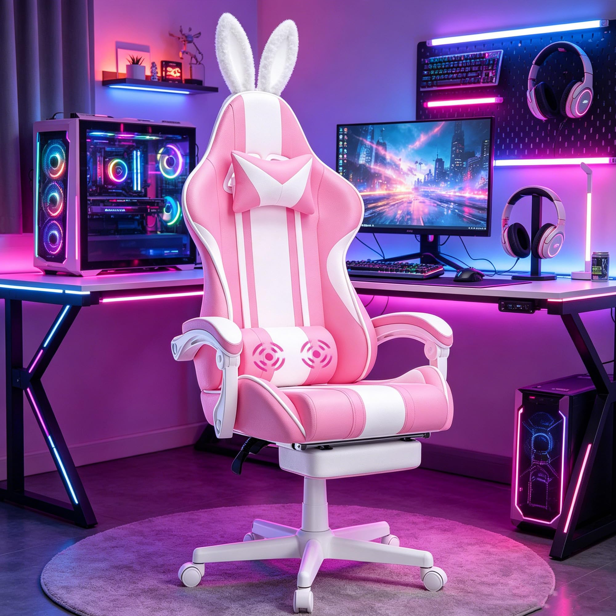 Verdego Chaise Gaming Ergonomique Massage, Fauteuil Gaming Simili Cuir