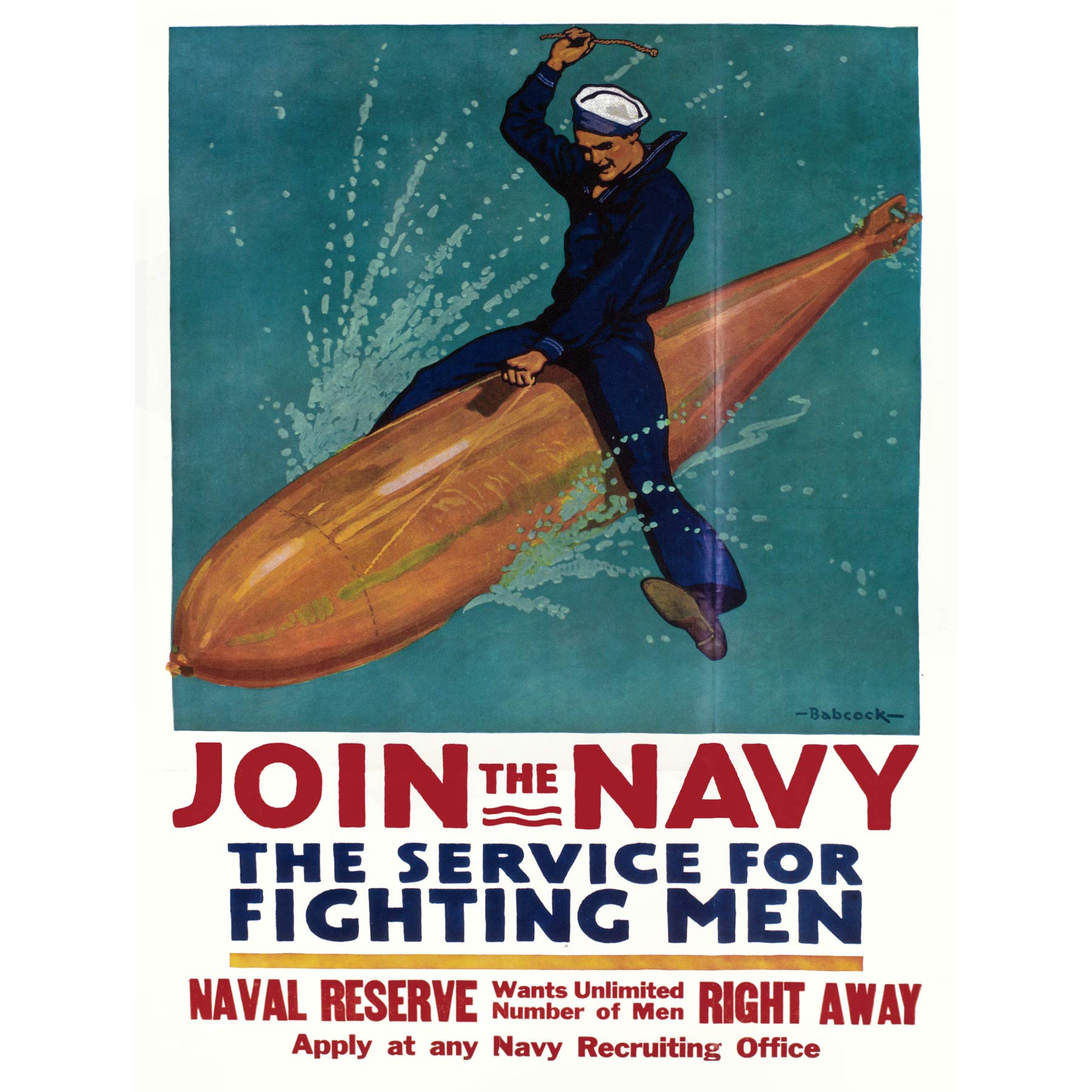 Wee Blue Coo WAR FIRST WORLD NAVY RECRUITMENT ENLIST USA VINTAGE AD POSTER 2676PY
