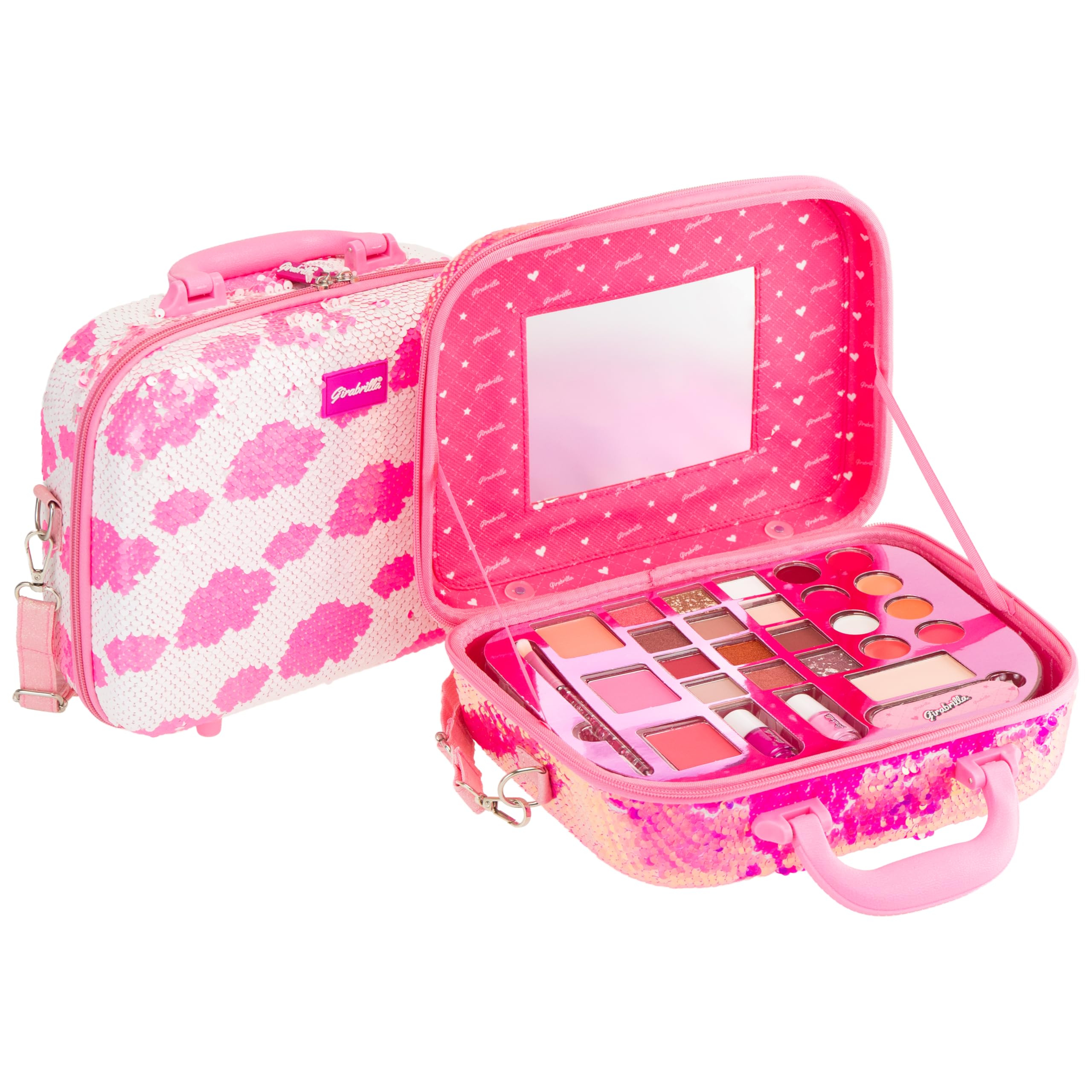 Nice Group - Girabrilla Make Up Case, Valigetta trucchi 02550G - BIANCA con Nuvole ROSA