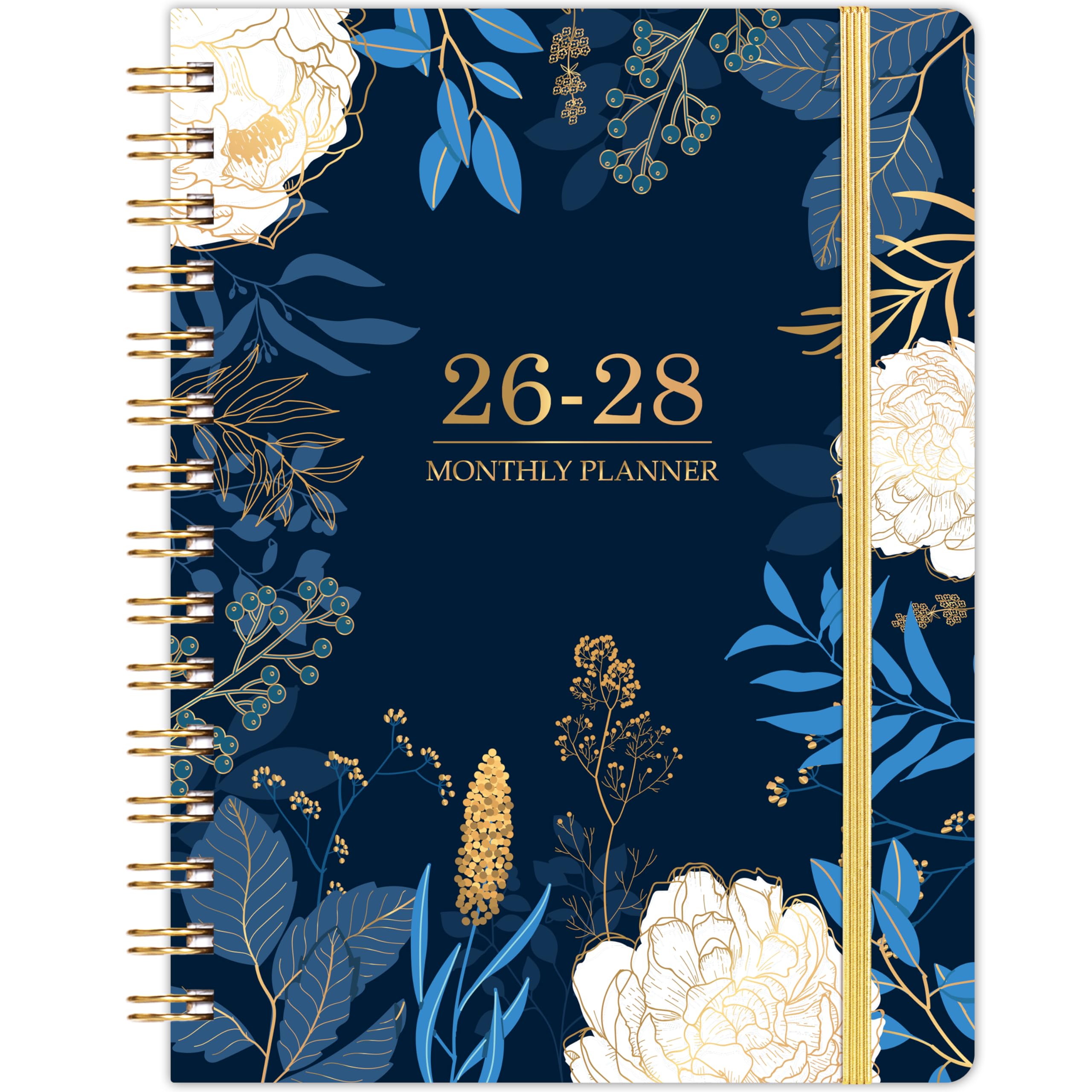 2026-2028 Monthly Planner/Calendar - 3 Year Monthly Planner 2026-2028, 6.3" x 8.4", Jan 2026 - Dec 2028, Months Tabs, Inner Pocket, Elastic Closure, Twin-Wire Binding