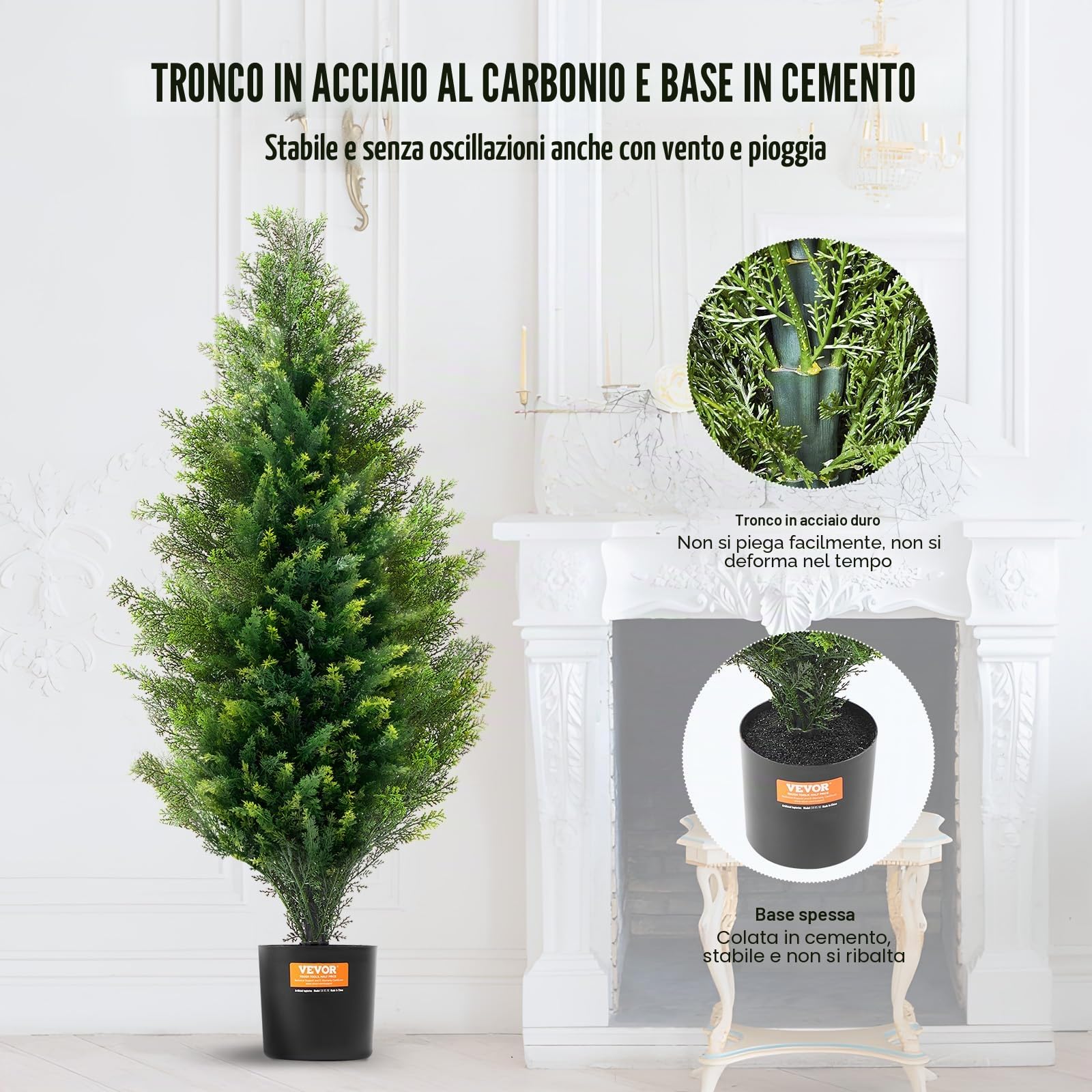 VEVOR Albero Topiario di Cedro Artificiale, Alto 91,4 cm Realistiche Piante in Vaso di Pino con Foglie Extra, Set di Verde Artificiale Protetto dai Raggi UV per Domestica di Interni Esterni (2 Pezzi)