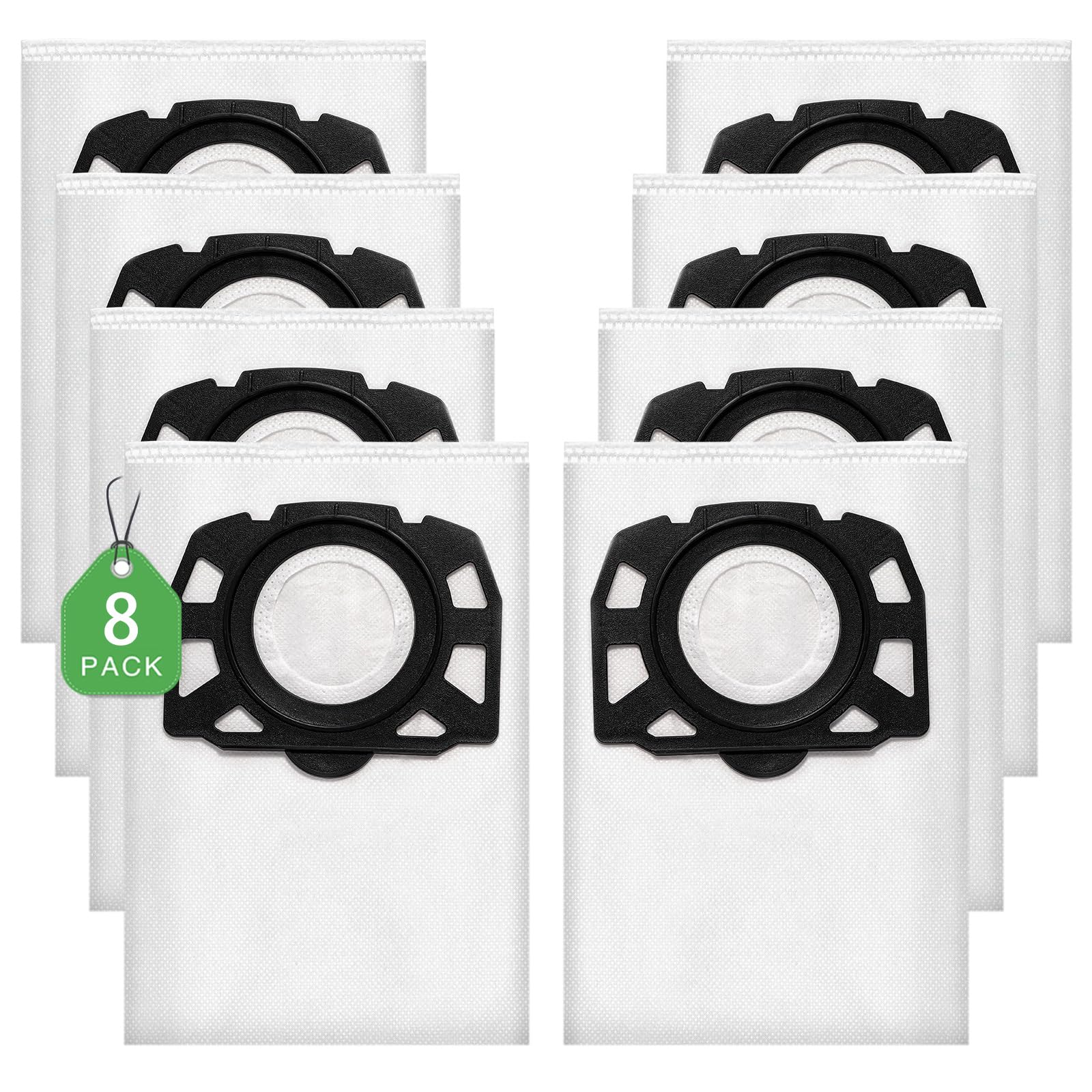 8 Pack KFI 357 Vacuum Cleaner Bags Compatible with Kärcher WD 2 Plus, WD 3, WD 3 Battery, KWD 1, KWD 2, KWD 3, MV 3, WD 3.200 to WD 3.800 M, SE 4001, SE 4002 Replace Part:2.863-314.0