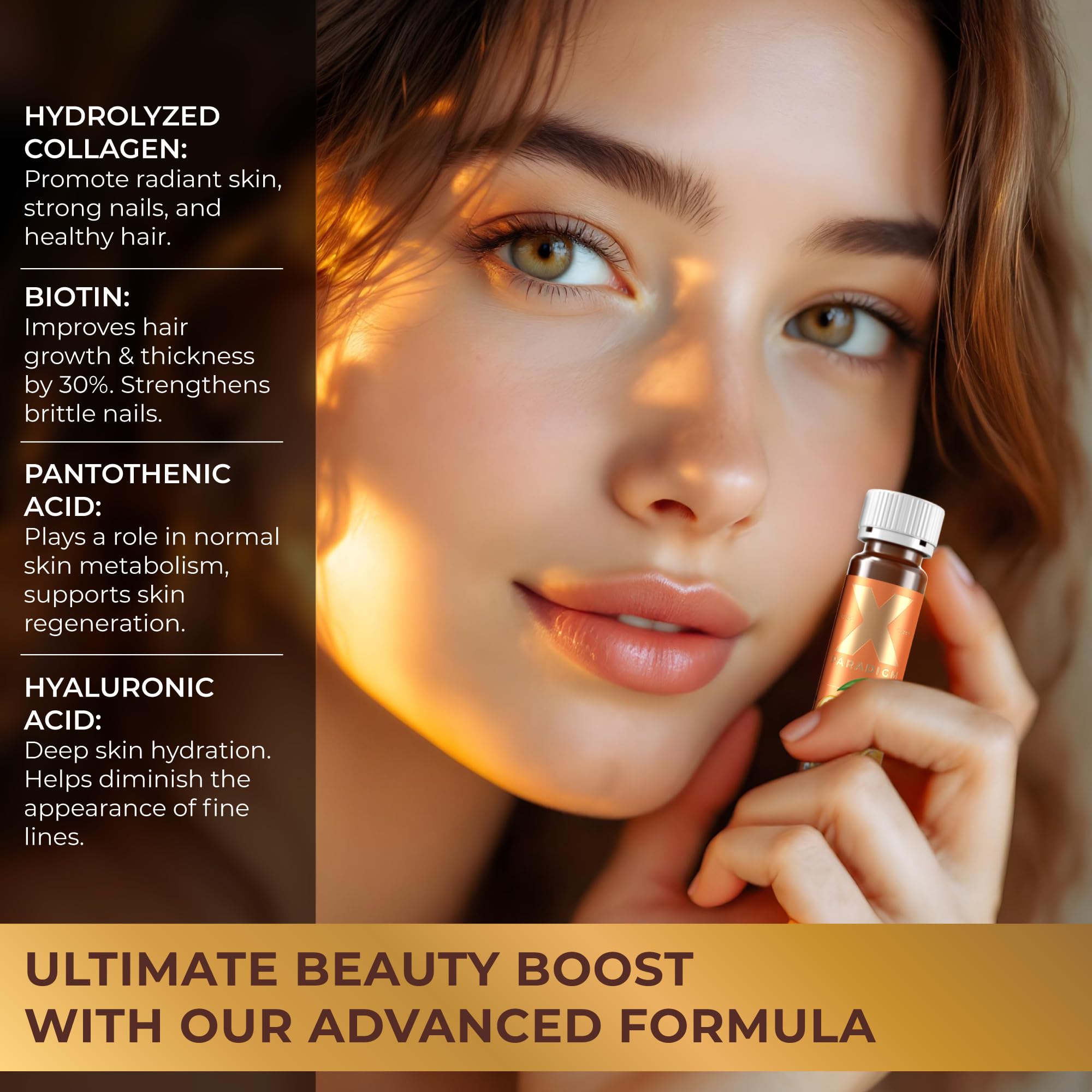 Liquid Collagen Peptides with Biotin & Hyaluronic Acid, Orange flavor — Amazon image 5