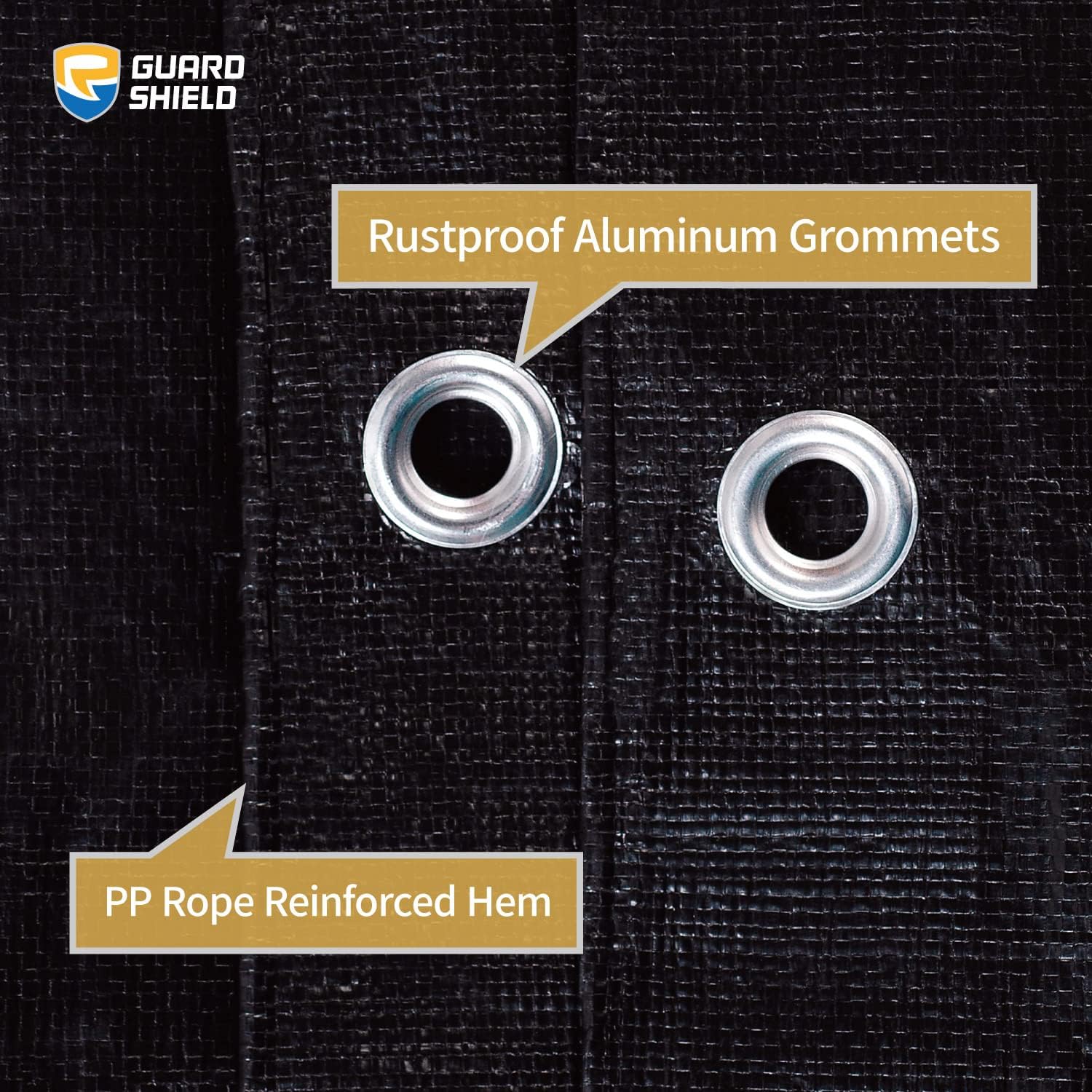GUARD SHIELD Tarps Heavy Duty Waterproof 16x20 Feet Black Tarp Cover Outdoor Thick UV Resistant Tarpaulin with Grommets 10mil - 3