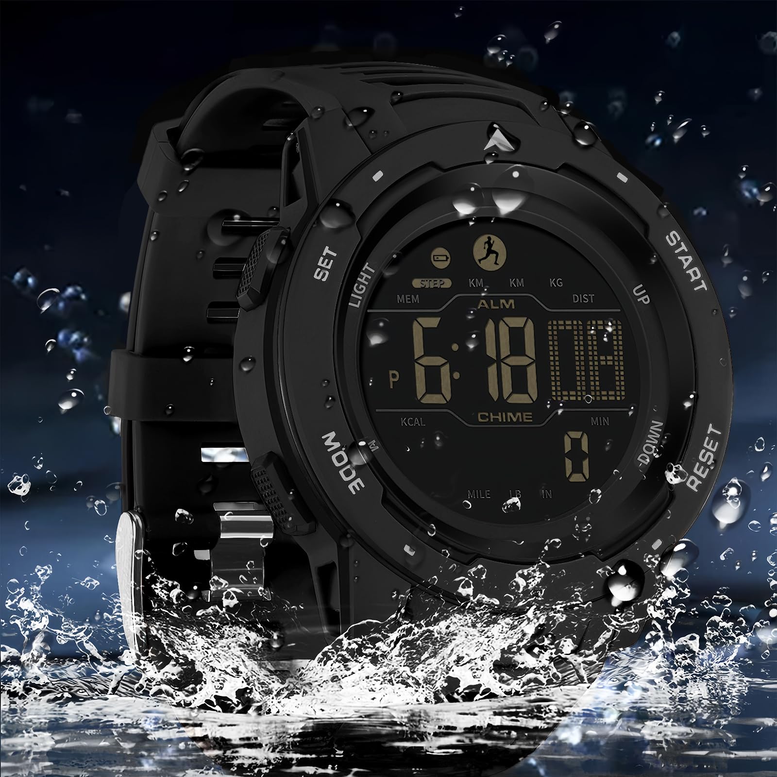 Flintronic Montre Podomètre, sous-Marin Montre de Plongée, Pédomètre Montres Bracelet Homme avec Comptage de Pas Calories Distance, pour Garçons et Filles Enfants