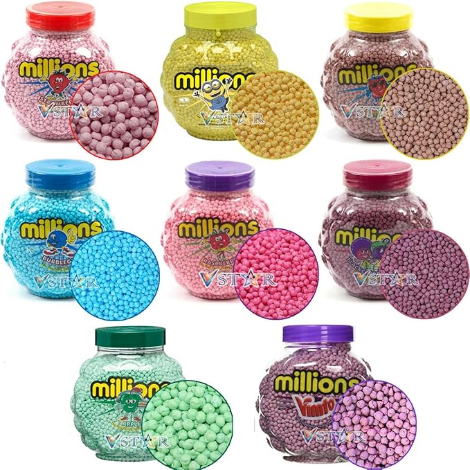 MILLIONS CHEWY SWEETS CANDY JARS DIFFRENT FLAVOURED SWEETS COLLECTION