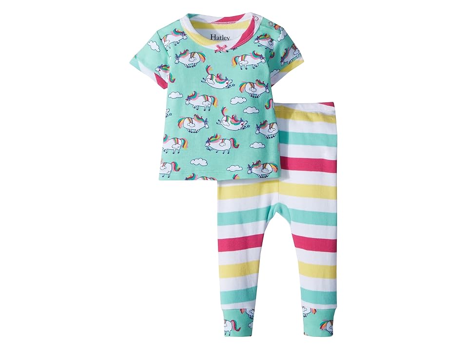 

Hatley Kids Roly Poly Unicorns Short Sleeve Pajama Set (Infant) (Aqua) Girl's Pajama Sets