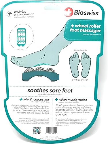 Miniatura 4 de Bioswiss Masajeador de pies para aliviar el estrés y rodillo de rueda para fascitis plantar, talón, alivio del dolor de arco, regalo de relajación