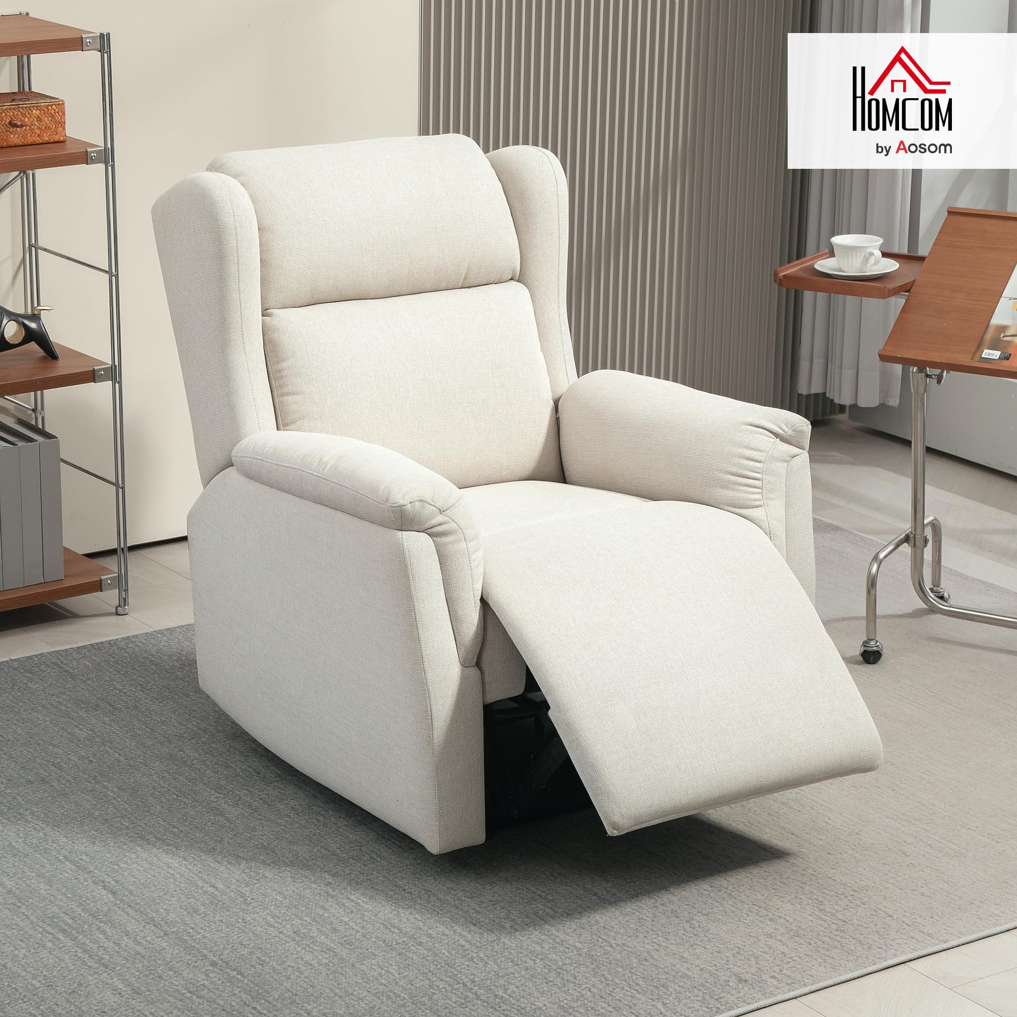 HOMCOM Relaxsessel mit Liegefunktion Verstellbarer Rückenlehne Beige