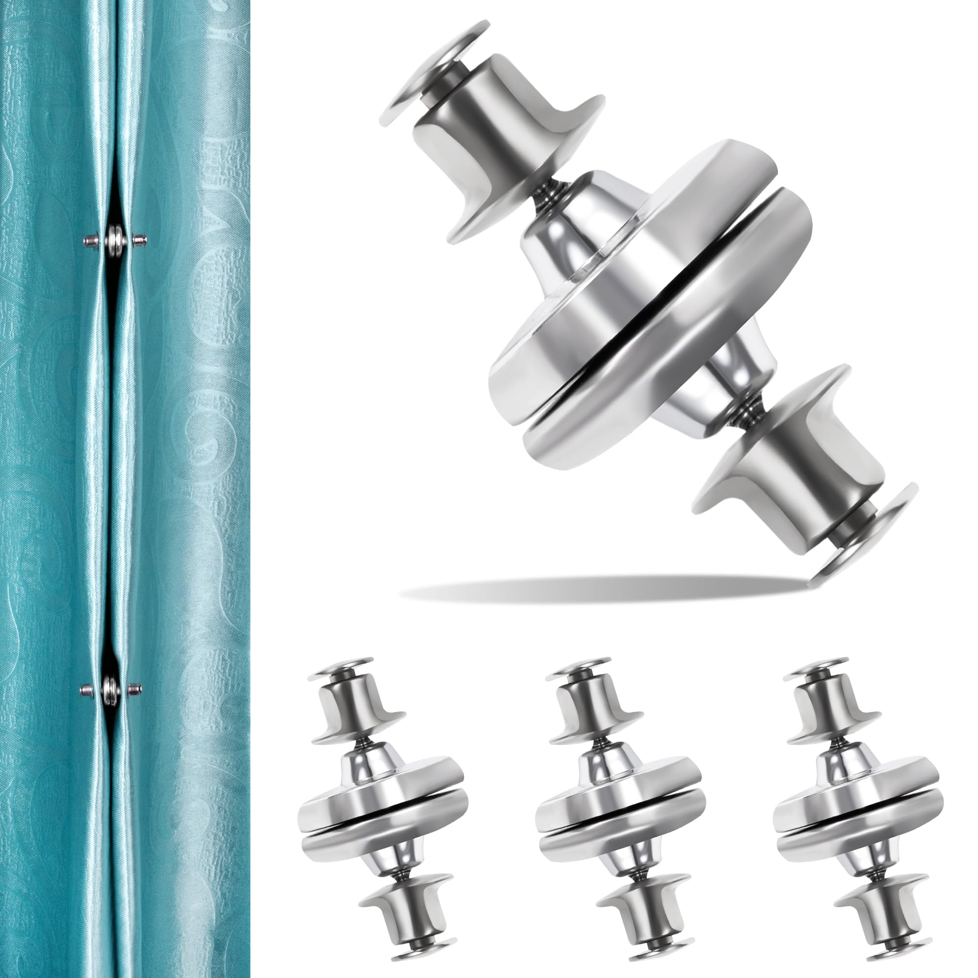 4 Pièces Magnétique Embrasses à Rideaux Boucle de Rideau Magnétique, 13.8 Pouces Décorative