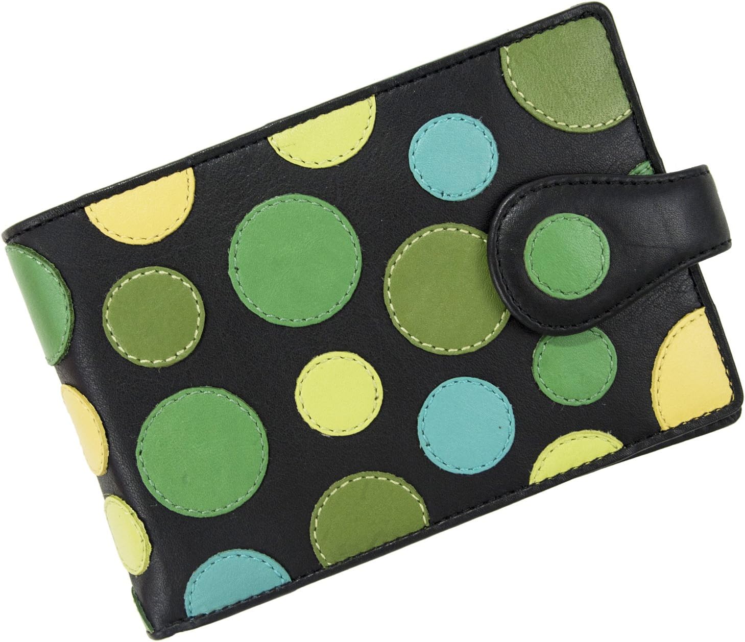 Visconti Genuine Leather P5 Polka Secure RFID Blocking Passport Travel Wallet (Lily Pad)
