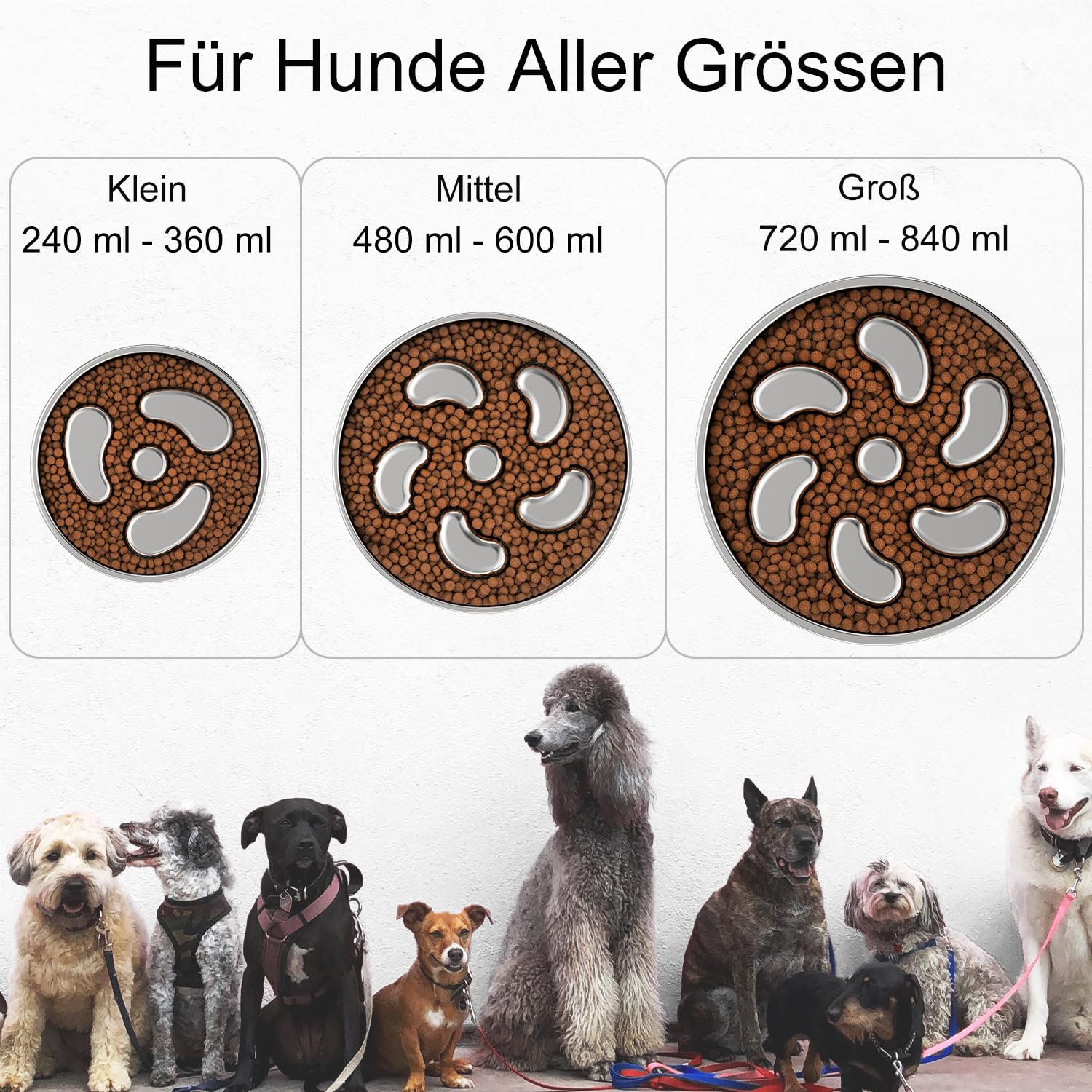 Anti Schling Napf Hund,Doppelwandig Lebensmittelechtes Edelstahl Hundenapf mit Rutschfester Silikonbasis,Labyrinth Antischlingnapf Hunde,für Kleine und Mittelgroße Hunde Katzen,480 ml